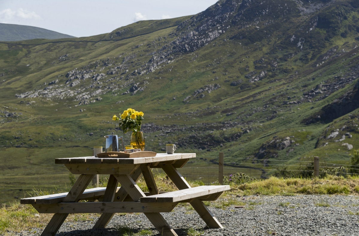 The outside eating area at Tal y Braich, Betws y Coed, Gwynedd