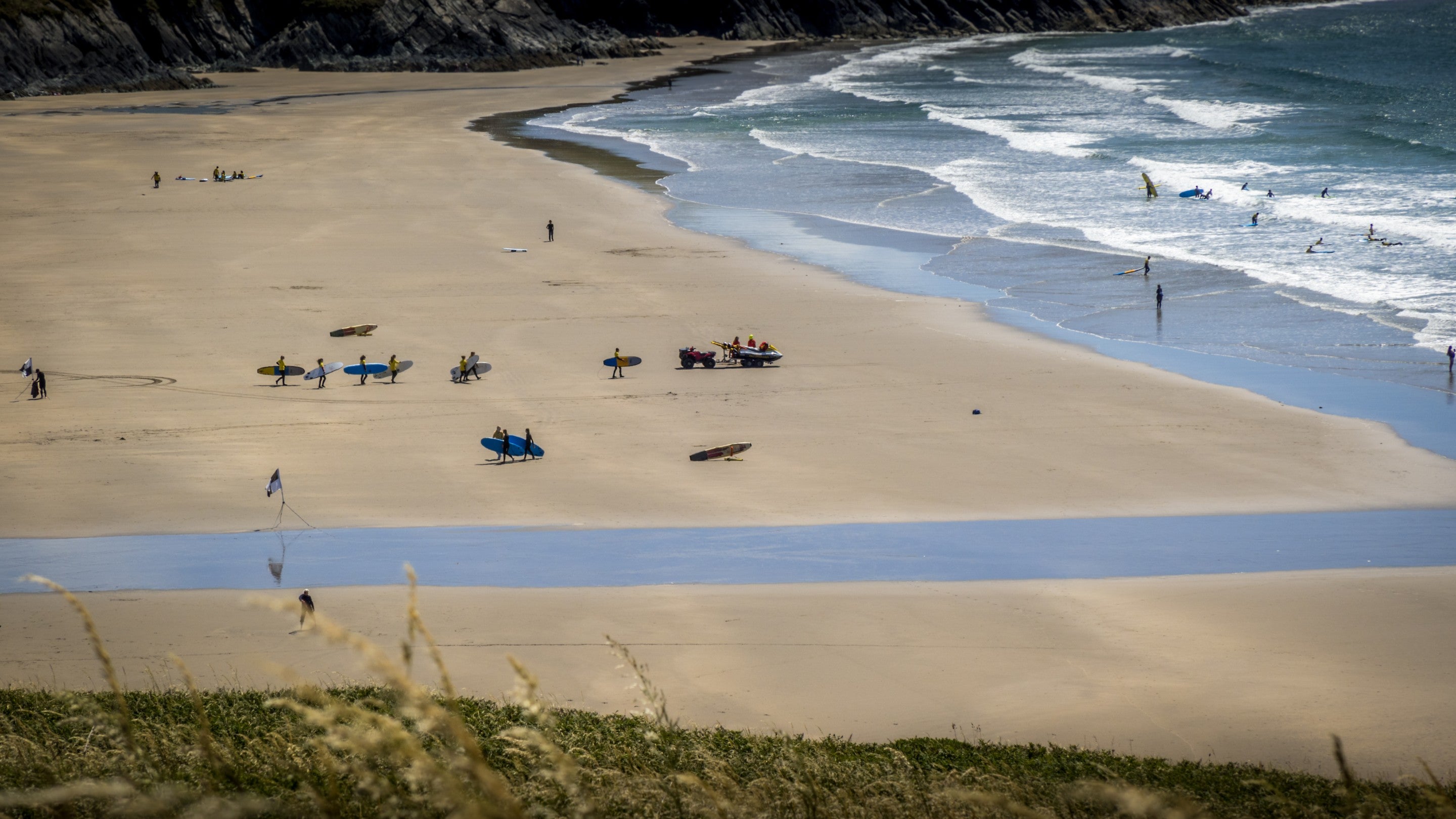 Surfers at Whitesands Bay, Pembrokeshire