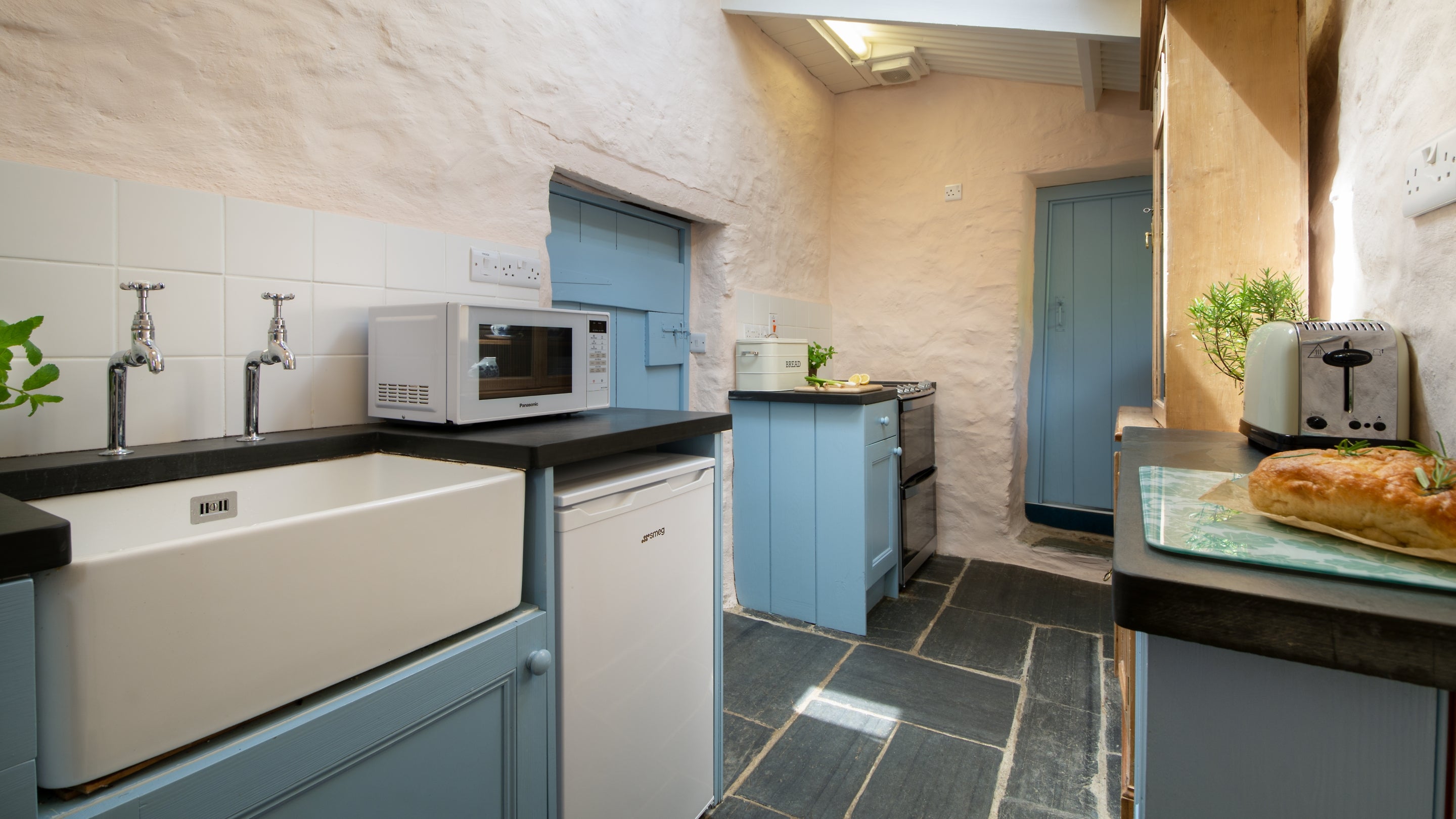 The kitchen at Treleddyd Fawr Cottage, Pembrokeshire