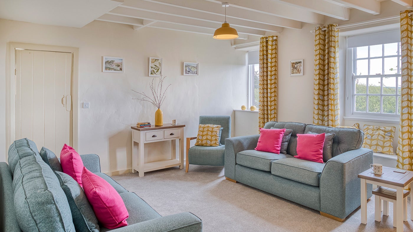 The sitting room at Ty'n y Parc Farmhouse, Gwynedd, Wales