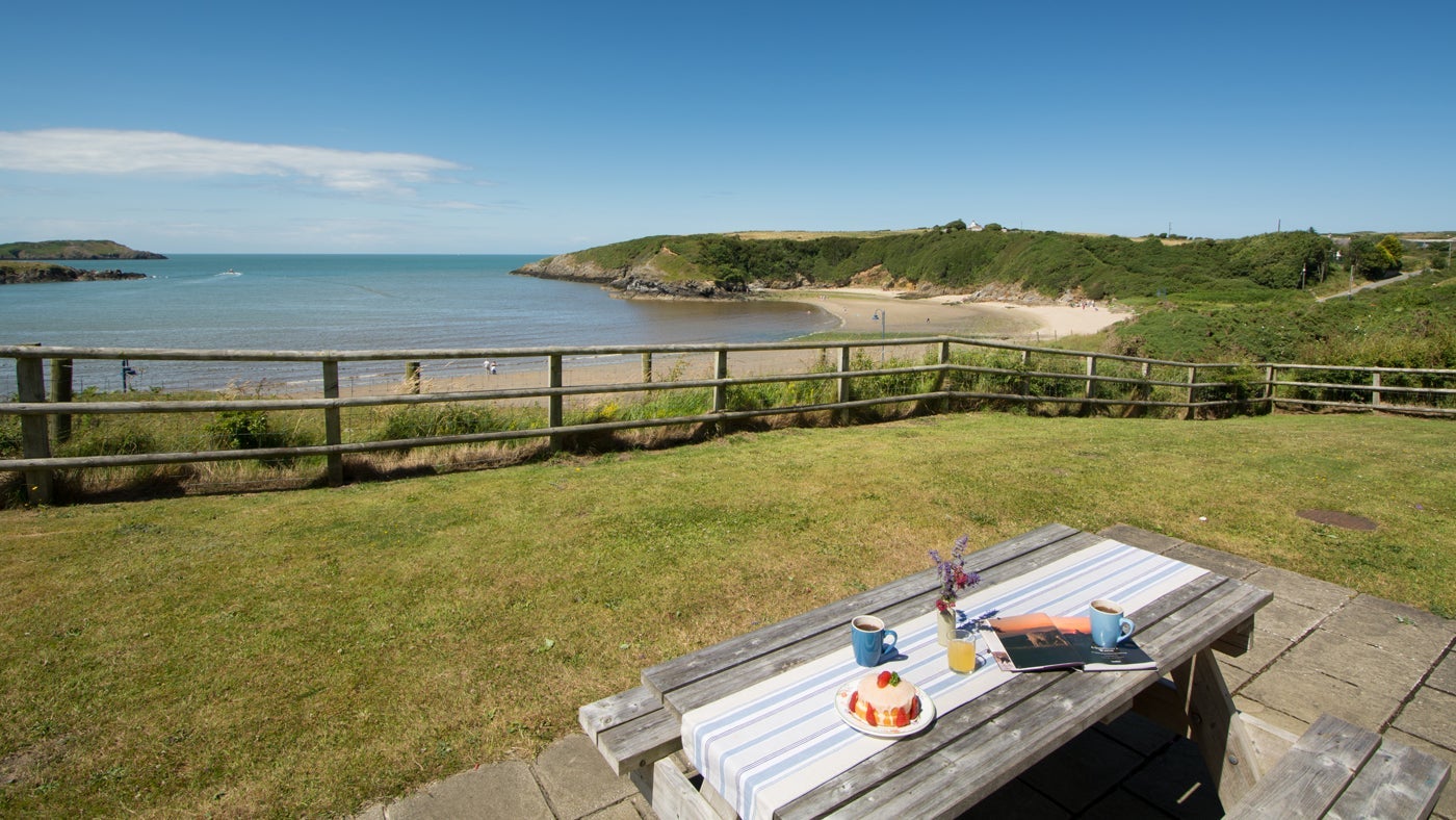 Garden area at Tywyn Cottage Cemaes Bay, Anglesey