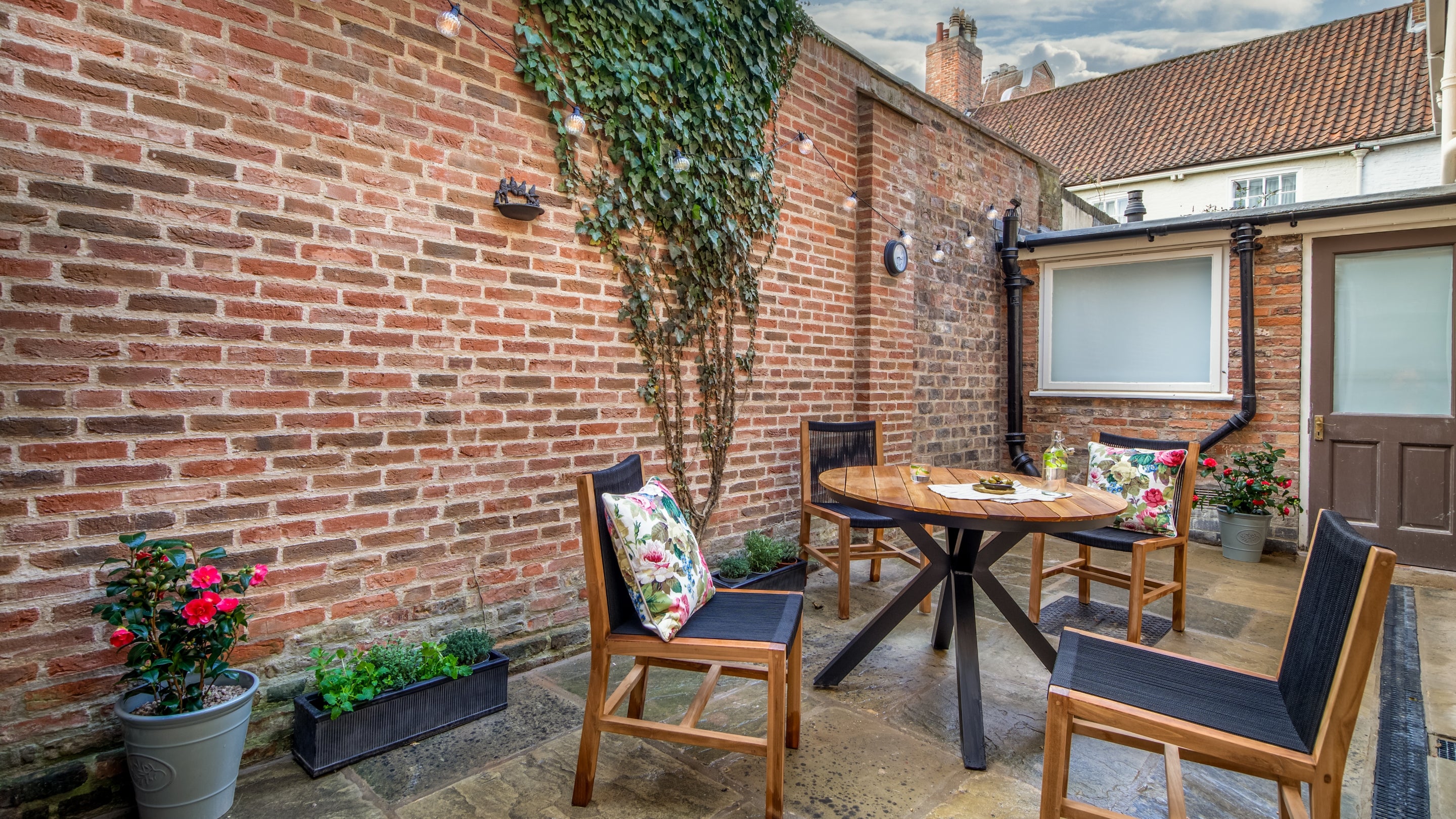 The courtyard seating at 20 Ogleforth, Yorkshire