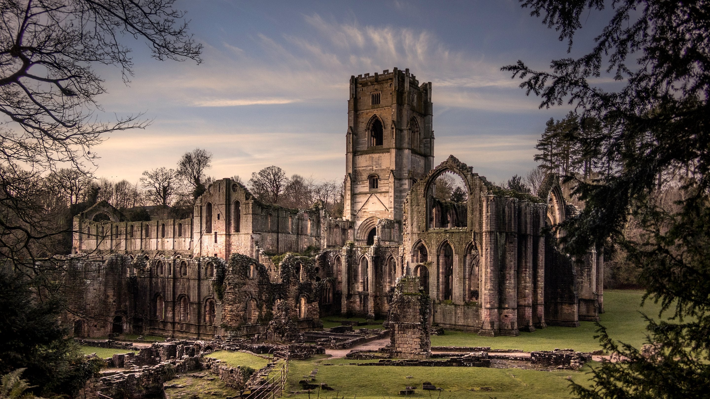 Fountains Abbey in winter, Yorkshire