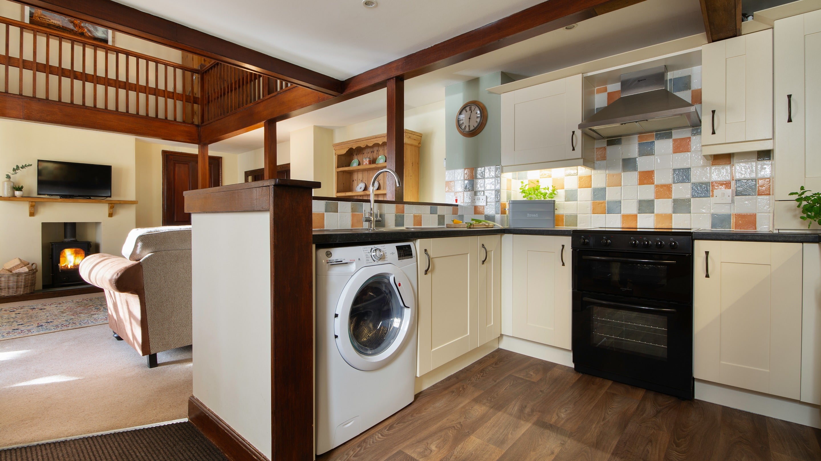 Abbey Stores open plan kitchen and sitting room at Abbey Stores, North Yorkshire