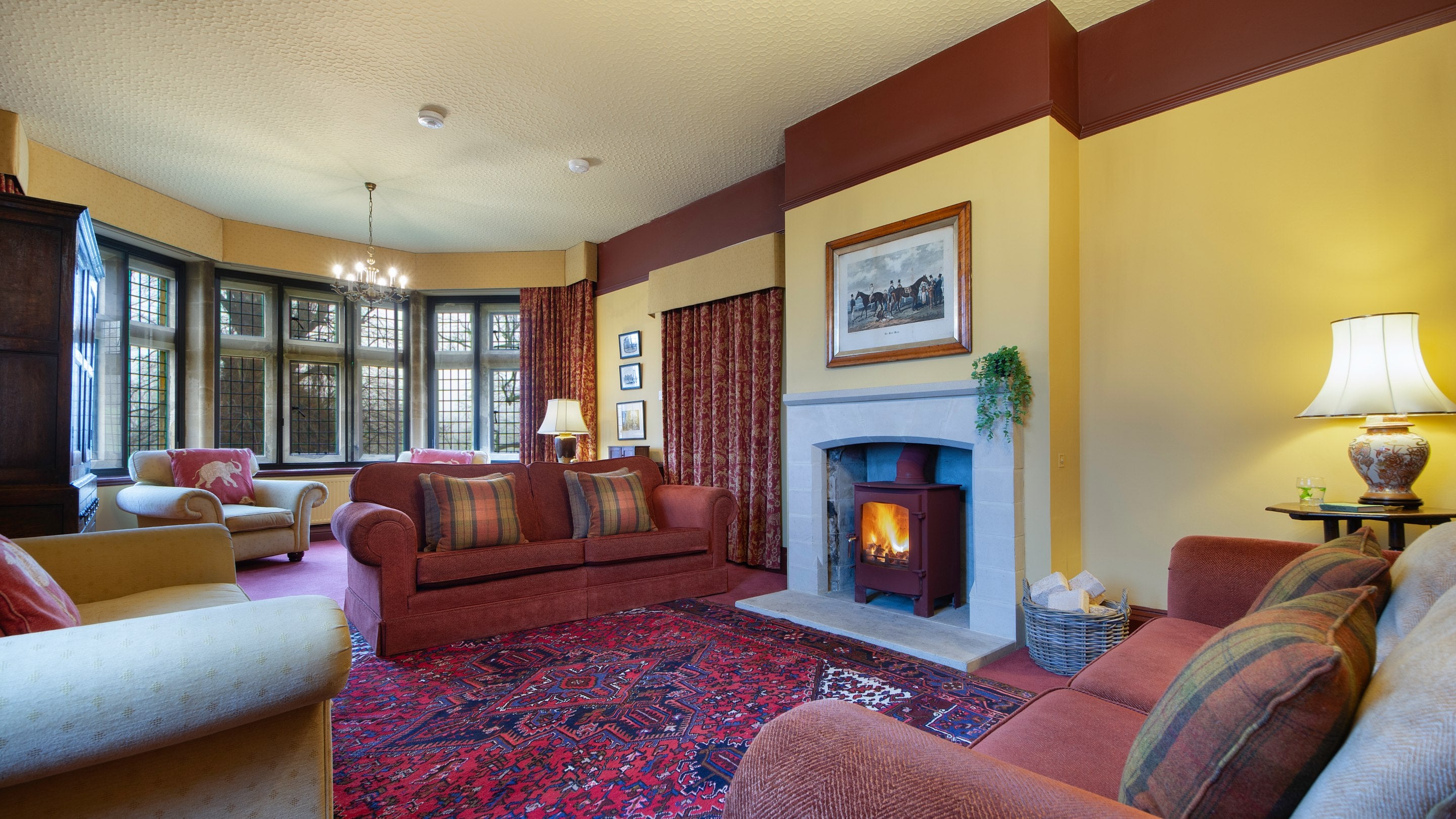 The large and comfortable formal sitting room, with log burner at Choristers' House, Yorkshire