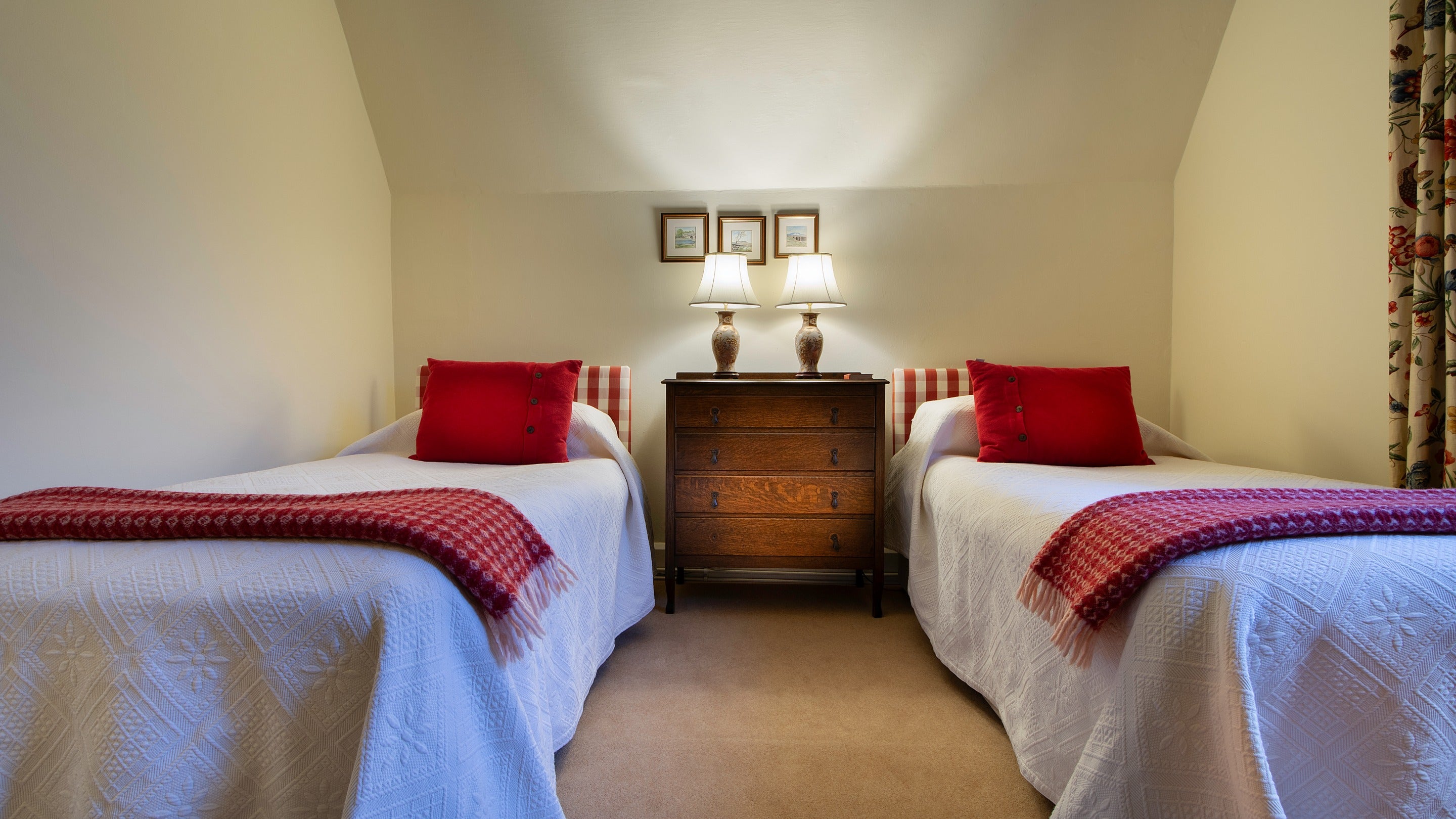 The second bedroom with twin beds on the first floor of Choristers' House, Yorkshire