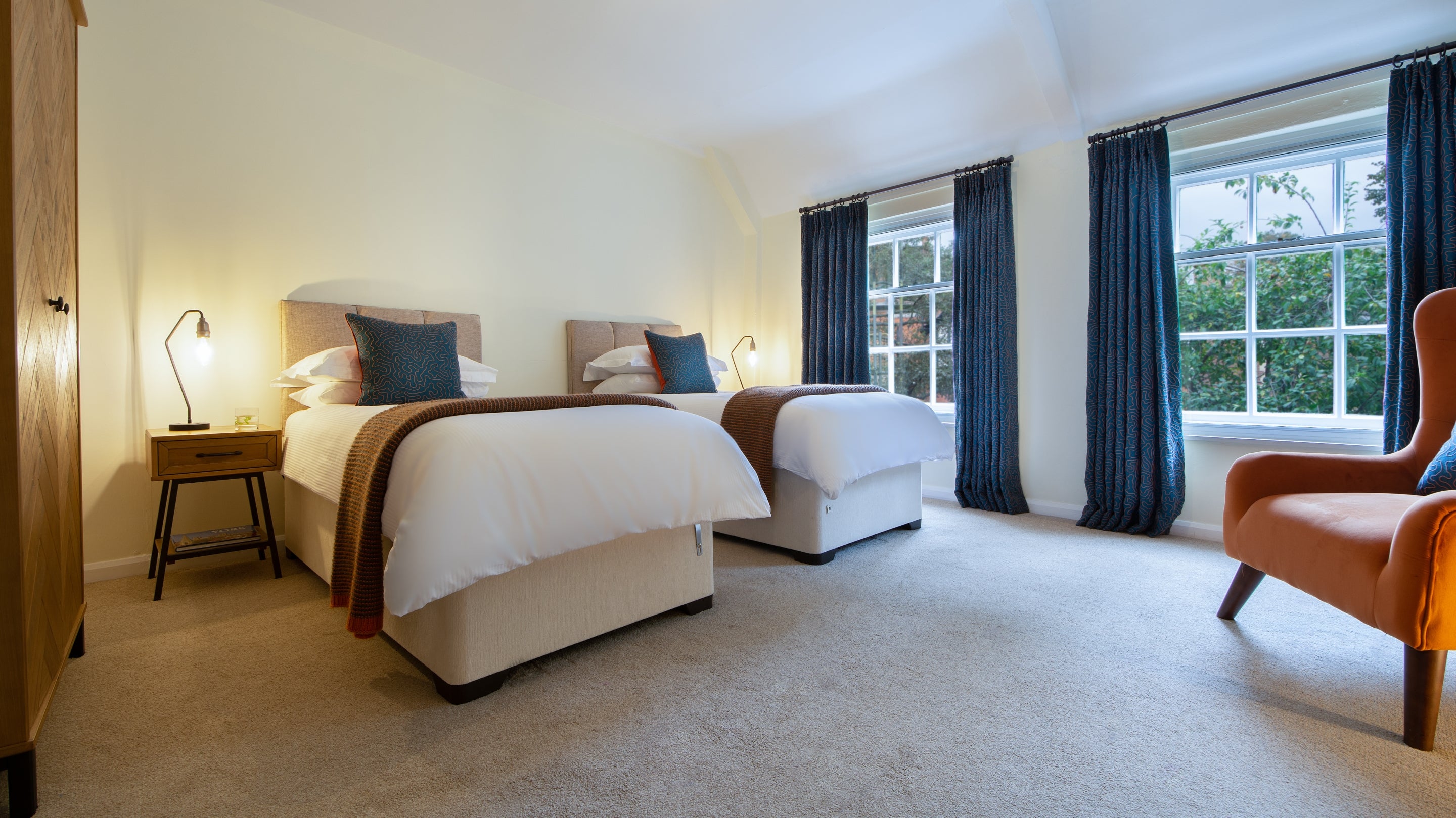 The twin bedroom at Draper's Flat, Yorkshire