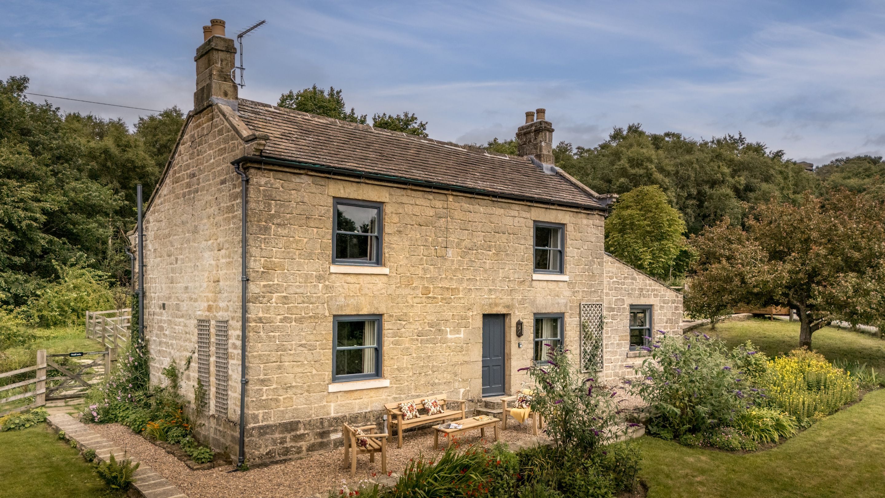 An aerial view of Druid's Cave Farmhouse, North Yorkshire
