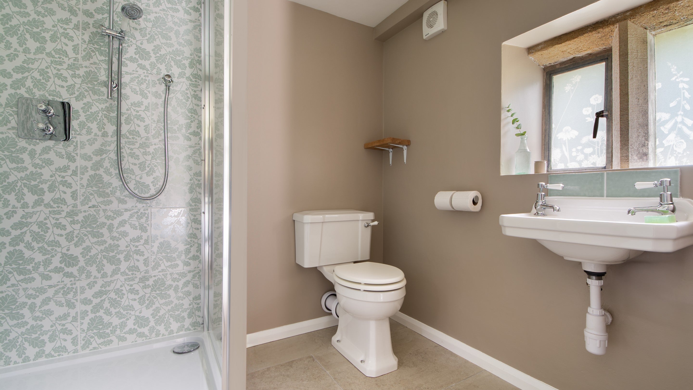 The shower room on the ground floor of Druid's Cave Farmhouse, North Yorkshire