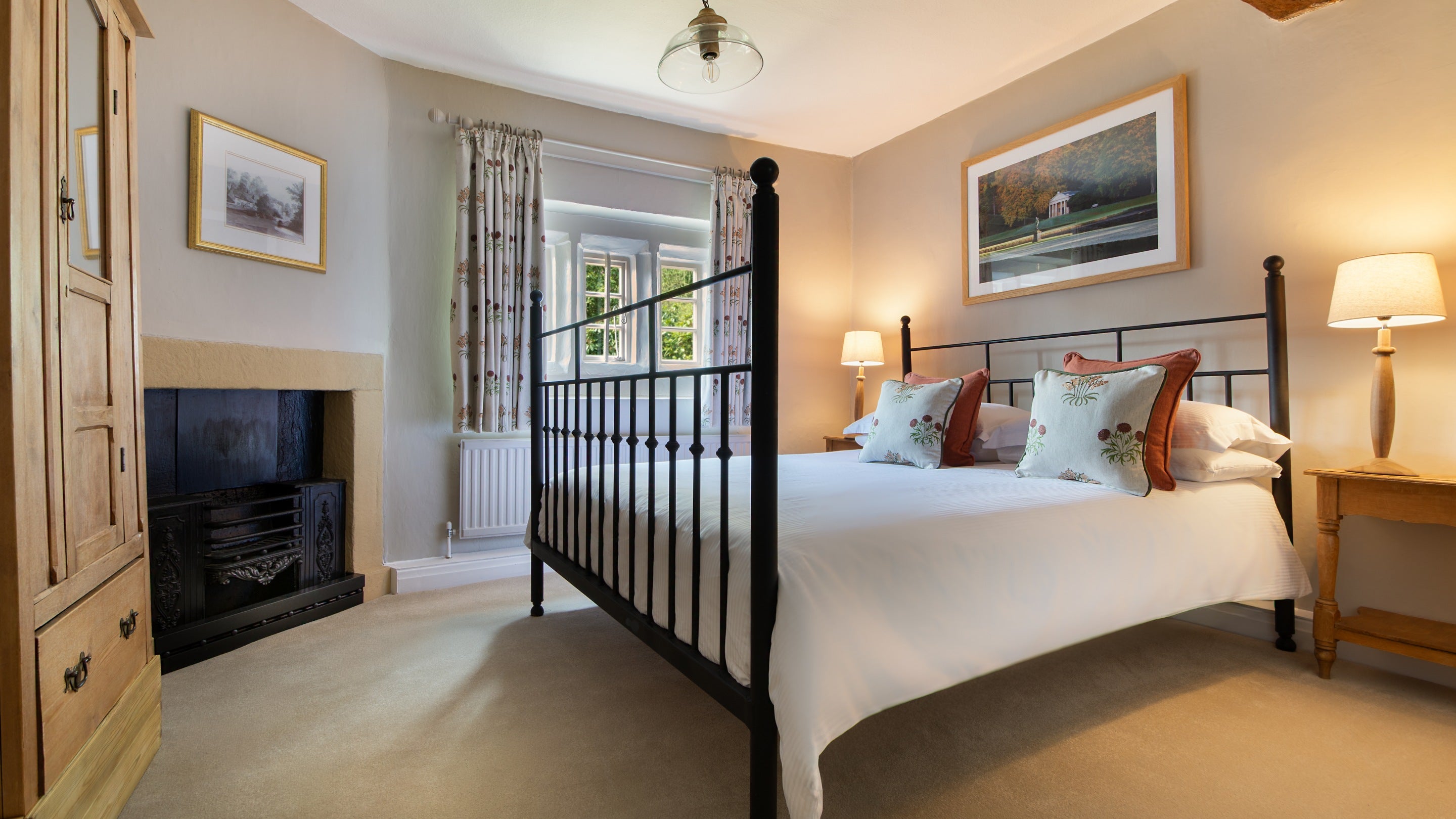 One of the king-size bedrooms on the first floor of Fountains Cottage, Yorkshire