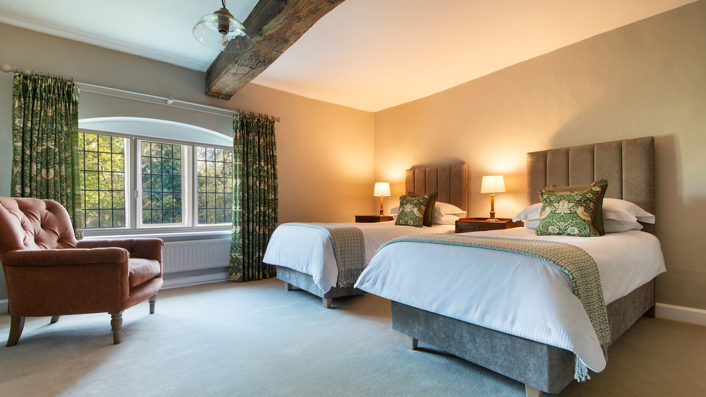 The twin bedroom on the first floor of Fountains Cottage (which can be made into a double bed on request), Yorkshire