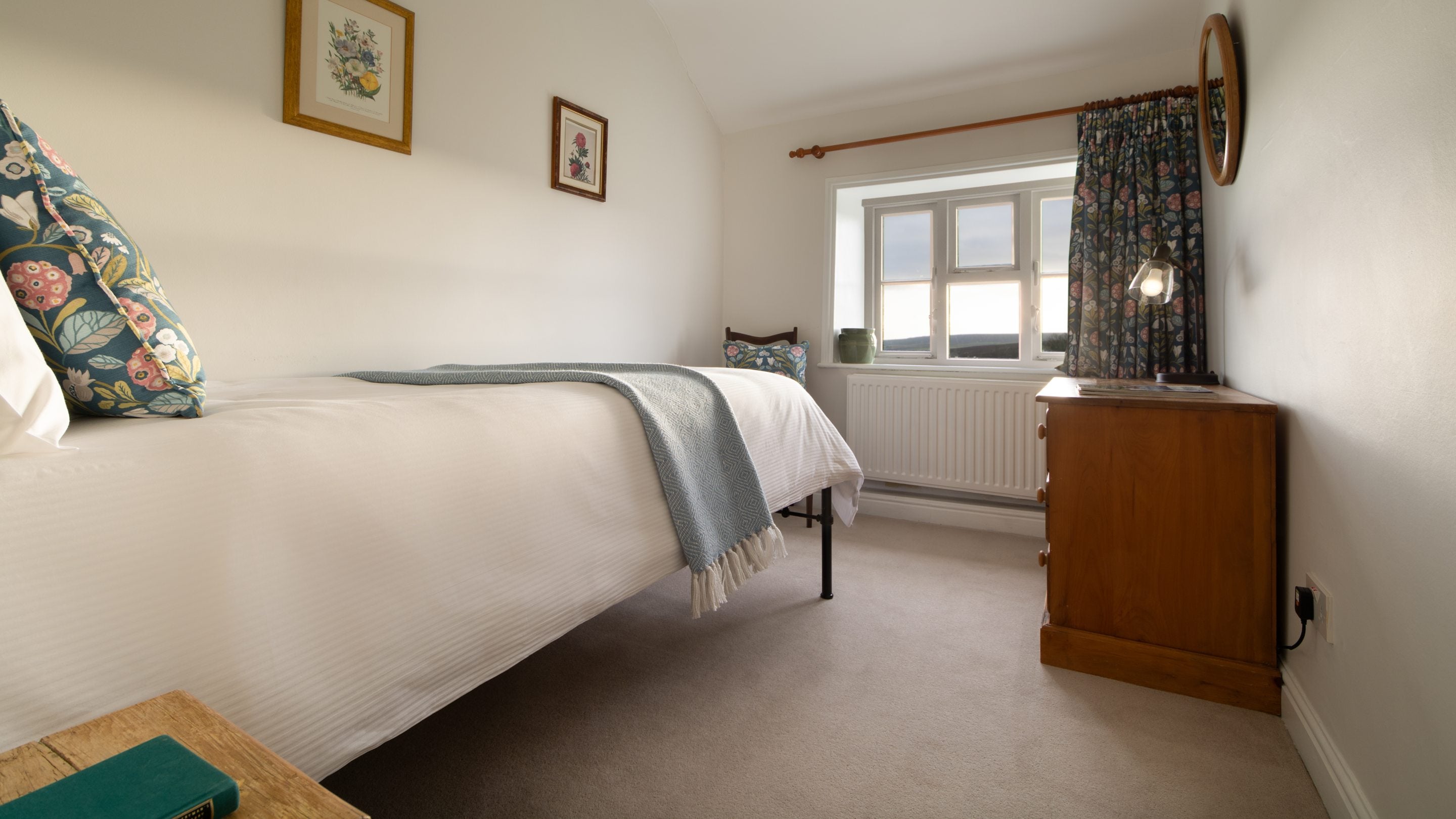 The single bedroom at High Lidmoor Farmhouse, Yorkshire