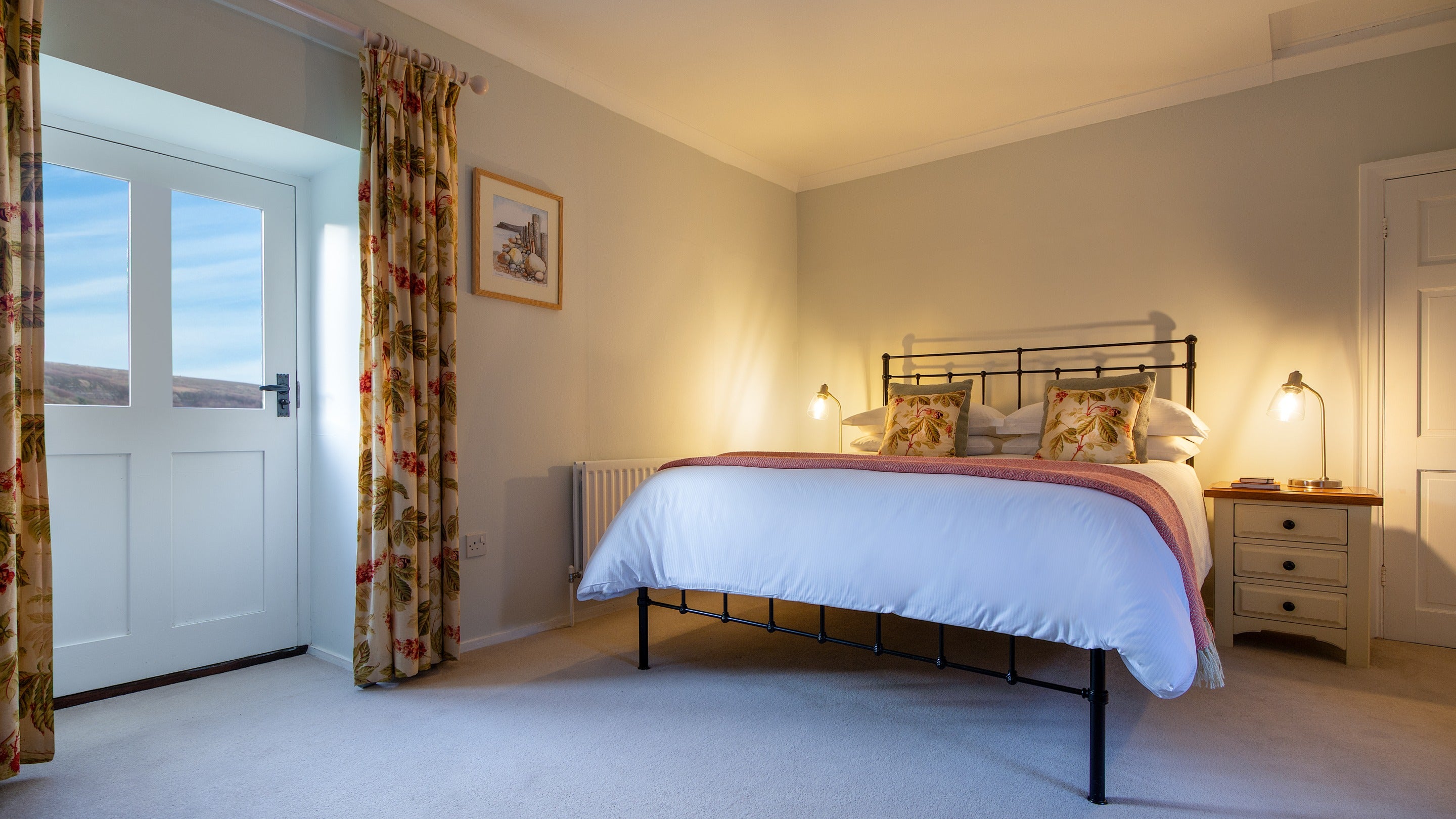 The double bedroom at Ravenscar Chapel Cottage, North Yorkshire
