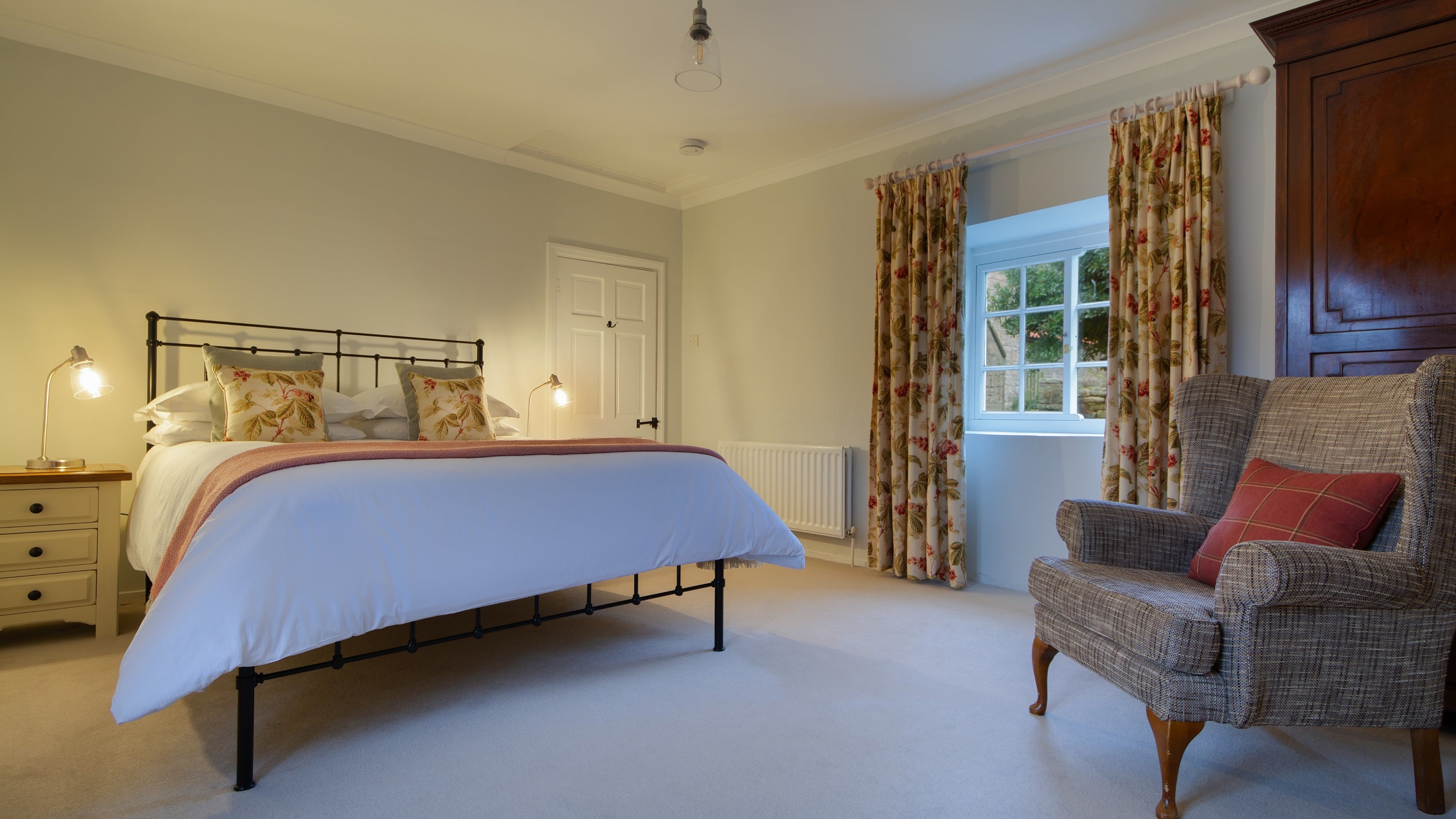 The double bedroom at Ravenscar Chapel Cottage, North Yorkshire