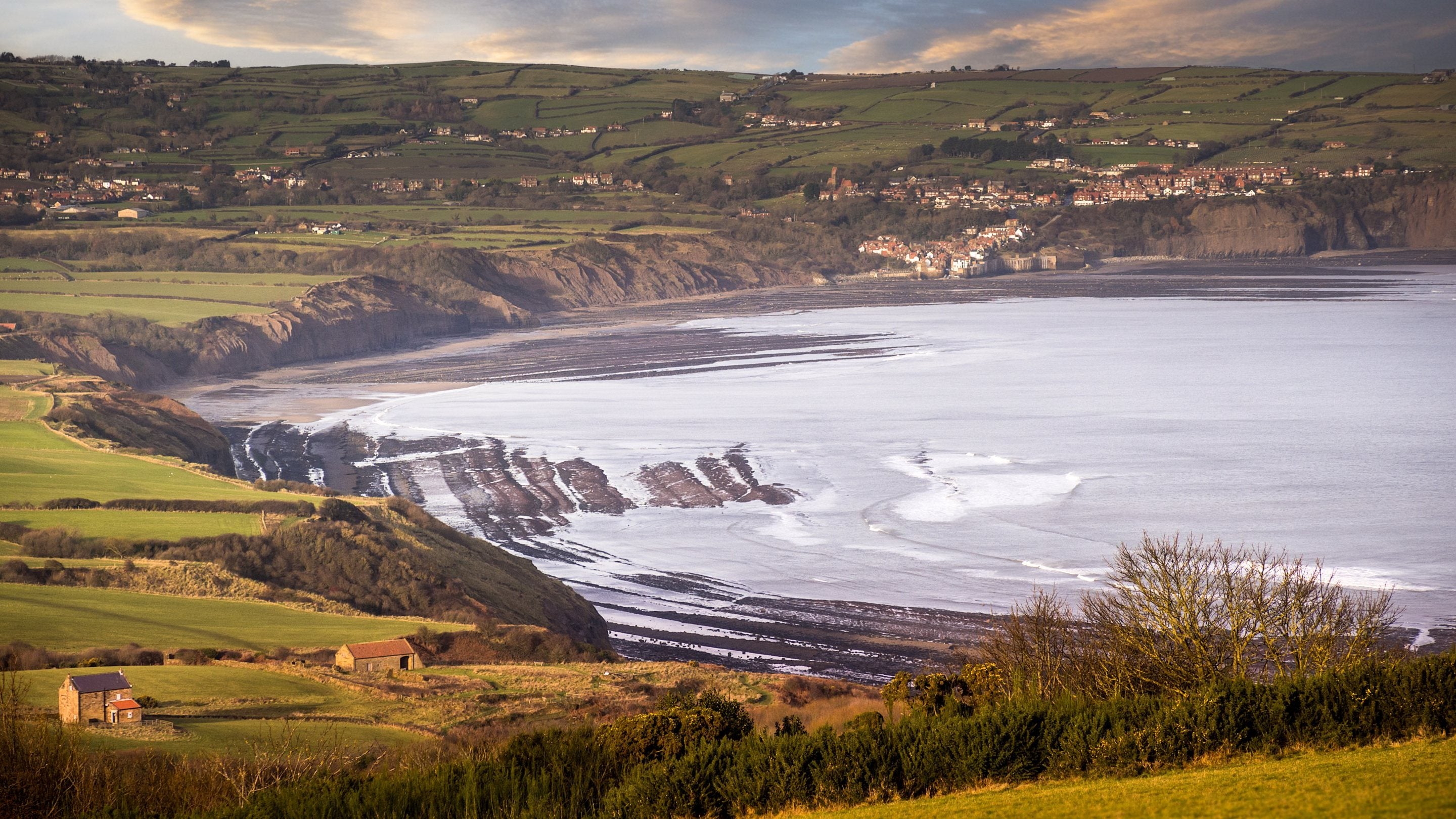 A view of the bay near Ravenscar Chapel Cottage, North Yorkshire