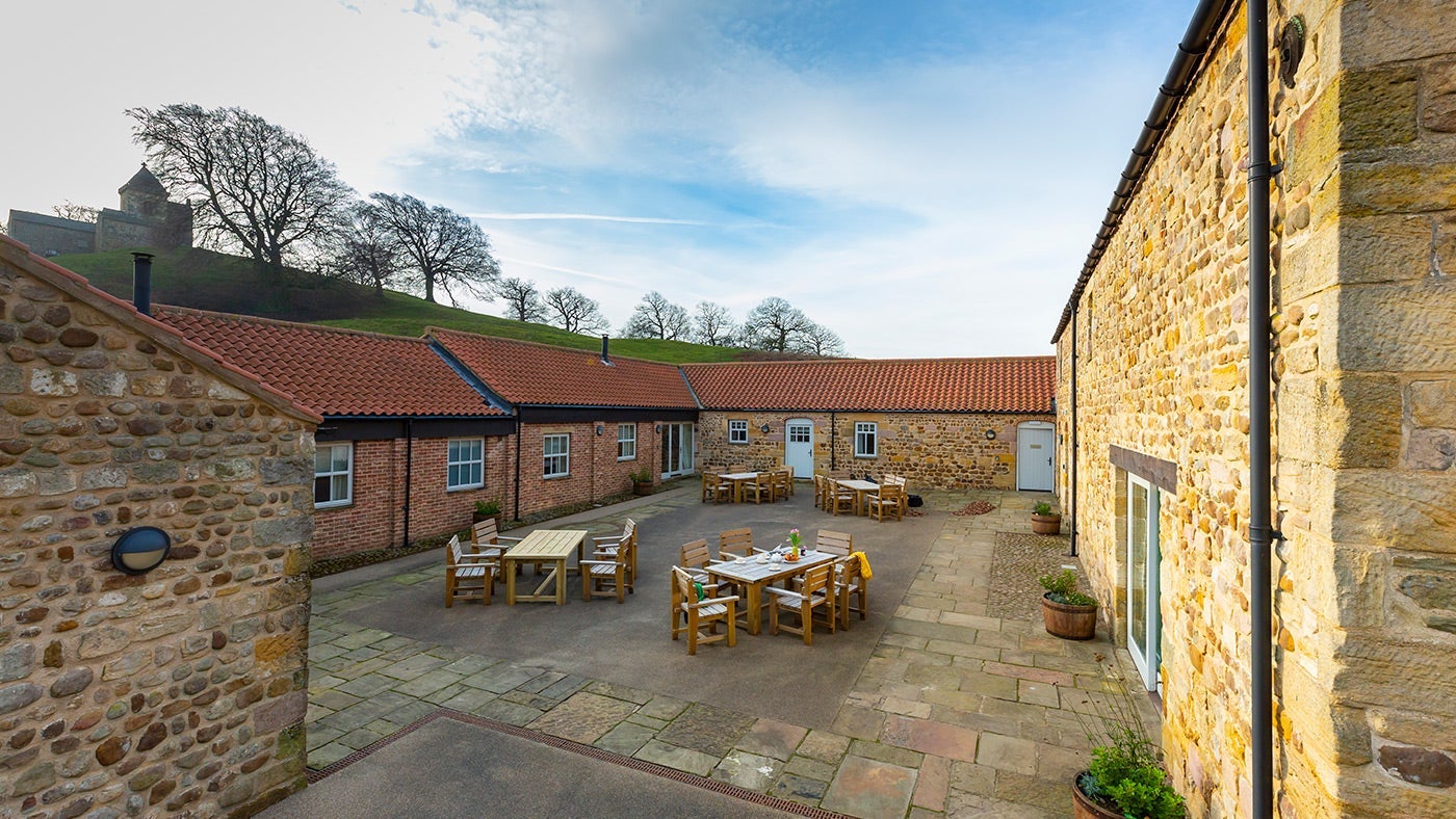 The shared courtyard at the How Hill Cottages, Ripon, Yorkshire