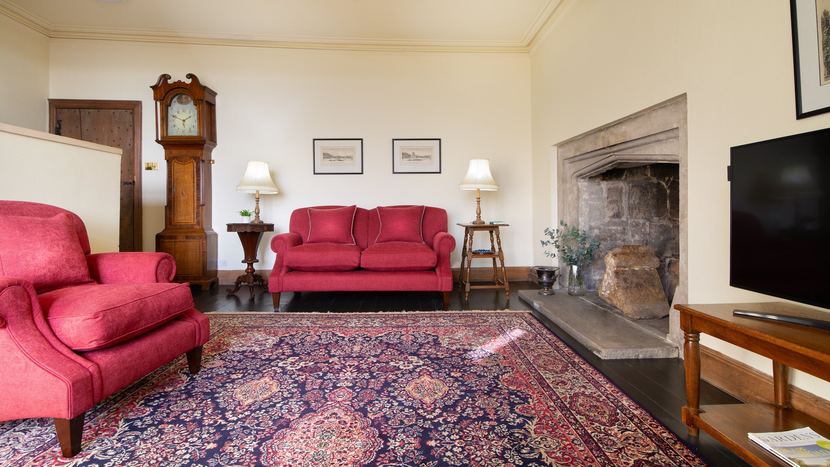 The sitting room with sofa, armchair and television at Vyner, North Yorkshire