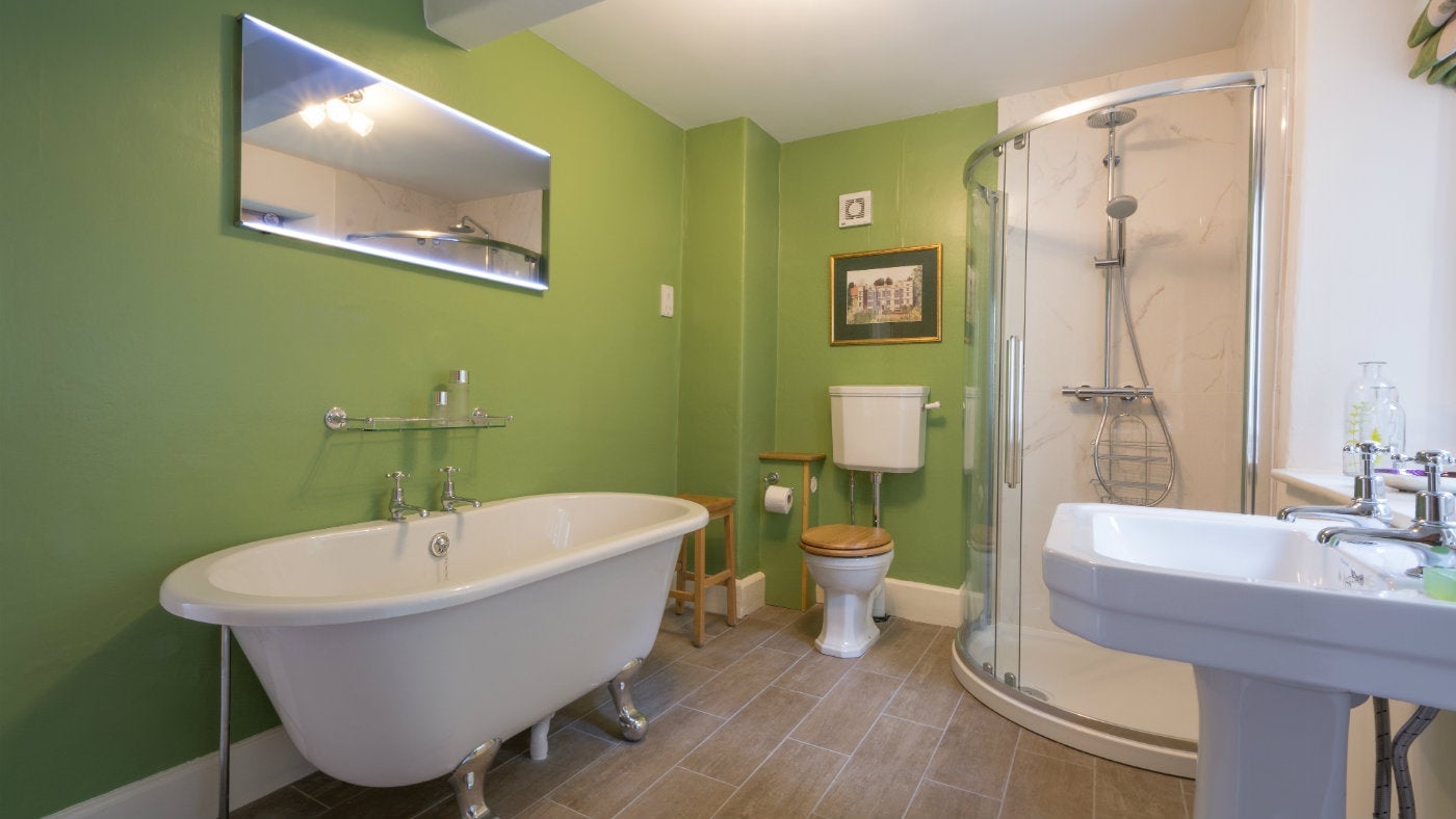 The bathroom at West Gate Lodge, Fountains Abbey, Ripon, Yorkshire
