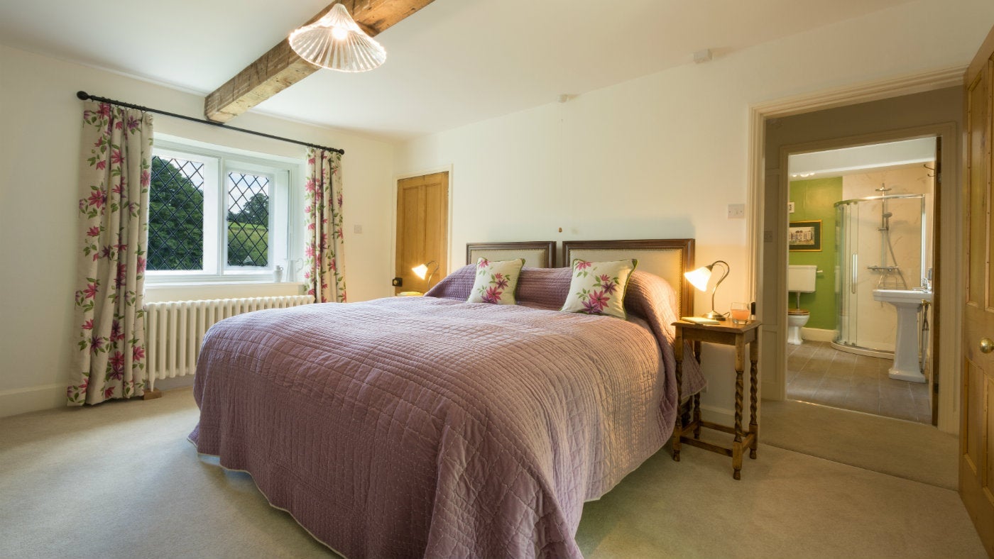 The double bedroom at West Gate Lodge, Fountains Abbey, Ripon, Yorkshire