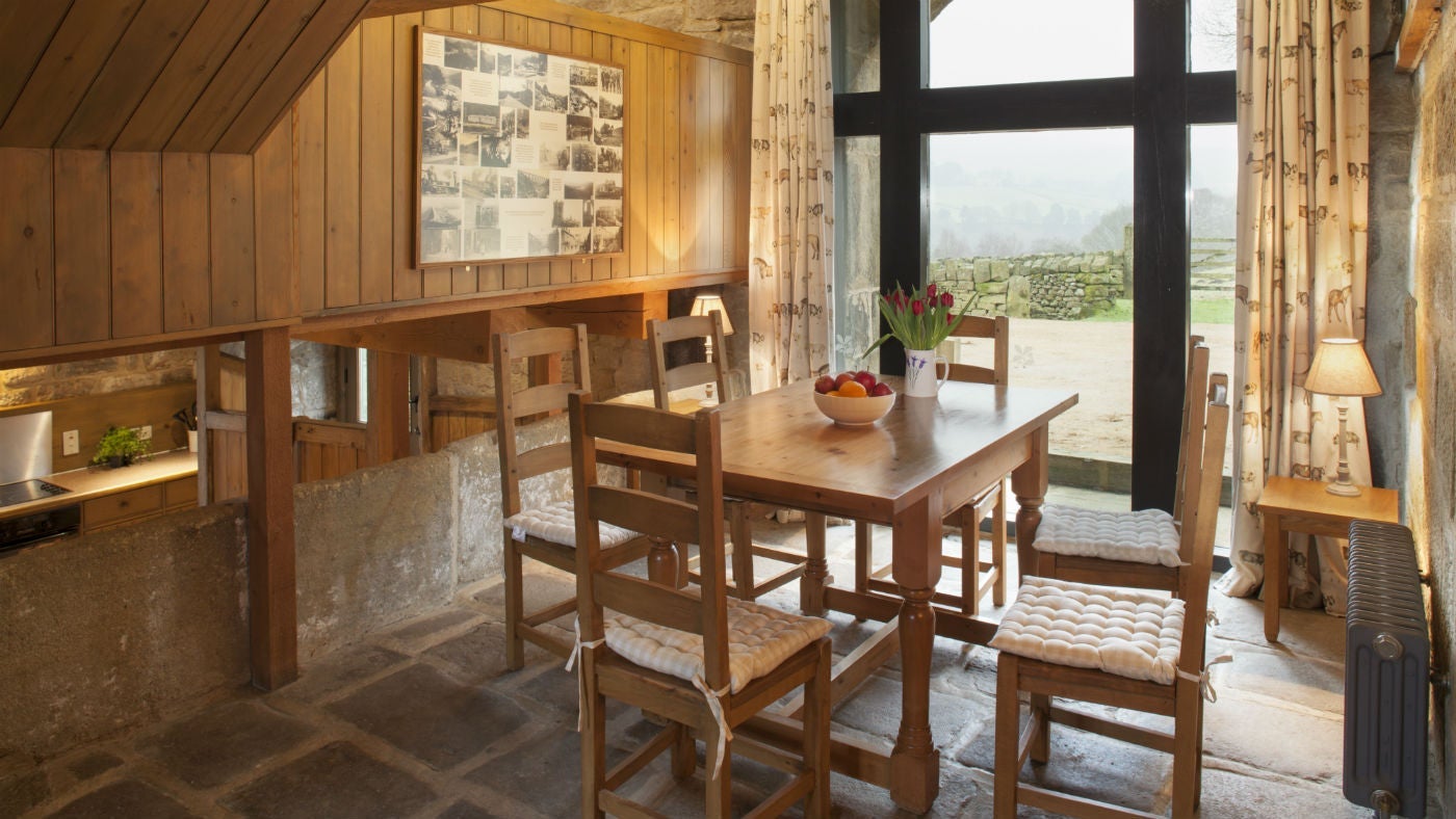 The dining room at Widdop Gate Barn, Hebden Bridge, Yorkshire