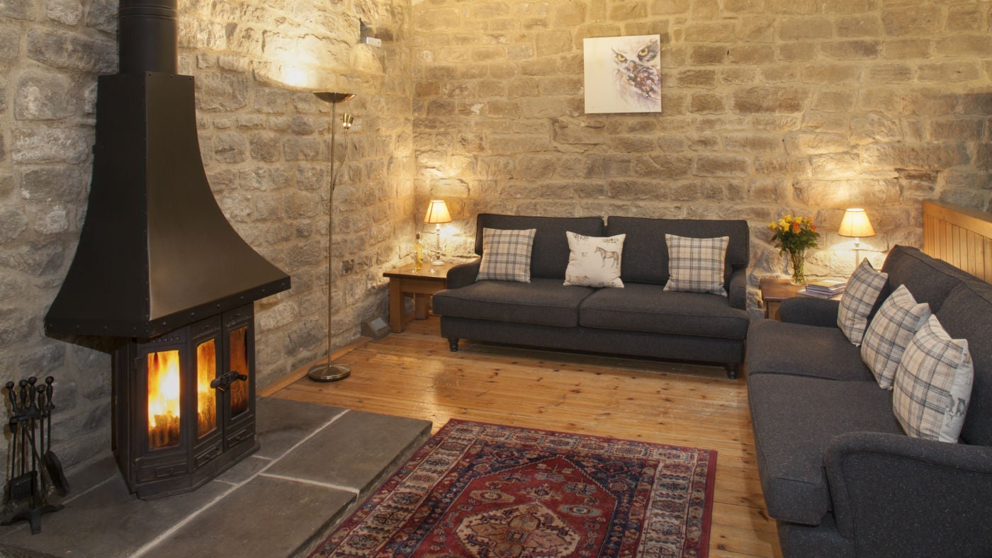 The sitting room at Widdop Gate Barn, Hebden Bridge, Yorkshire