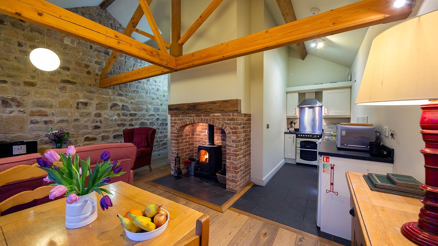 The dining area and kitchen at Wren, Ripon, Yorkshire