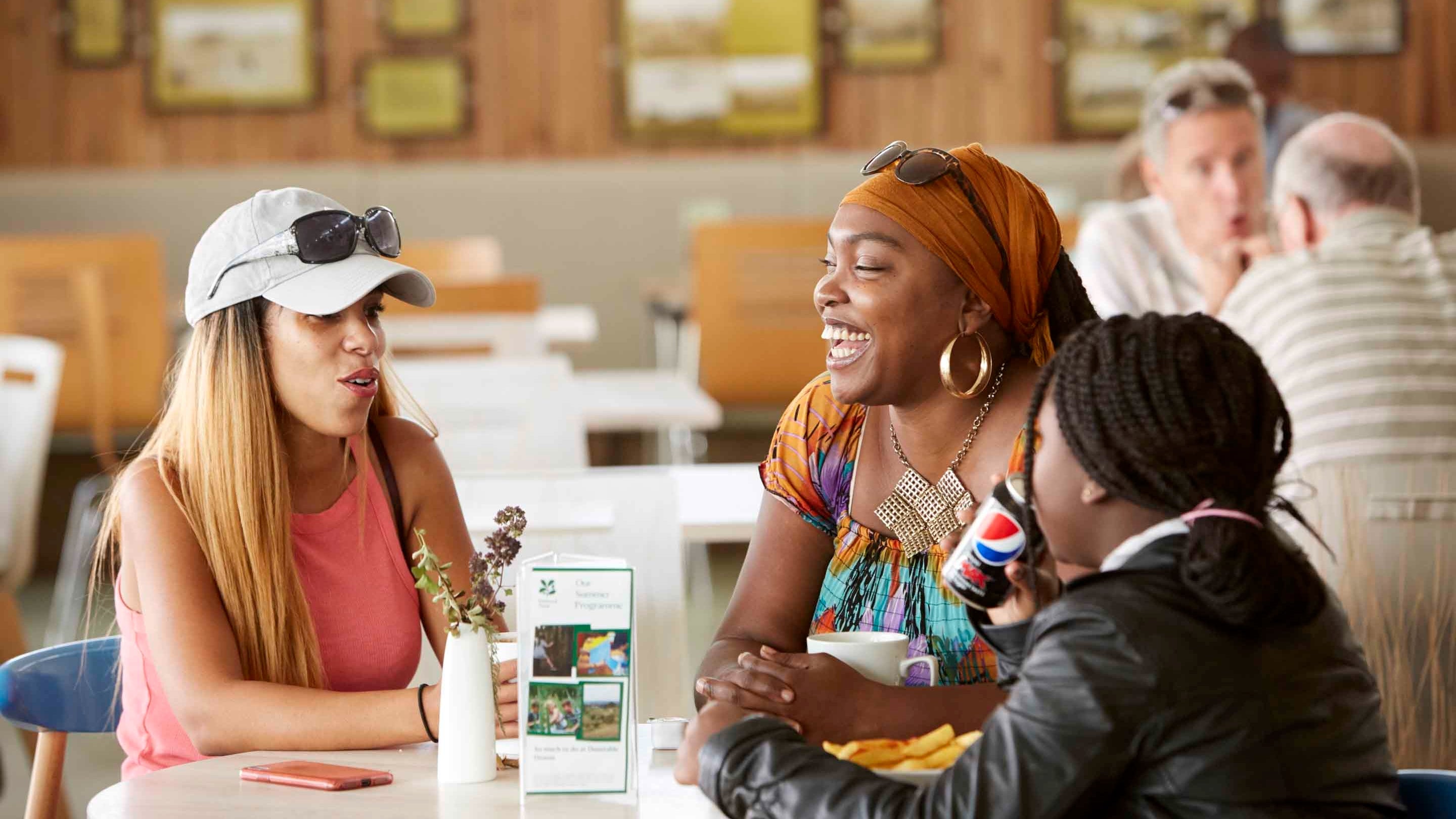 Visitors enjoying refreshments at the View Café, Dunstable Downs, Bedfordshire