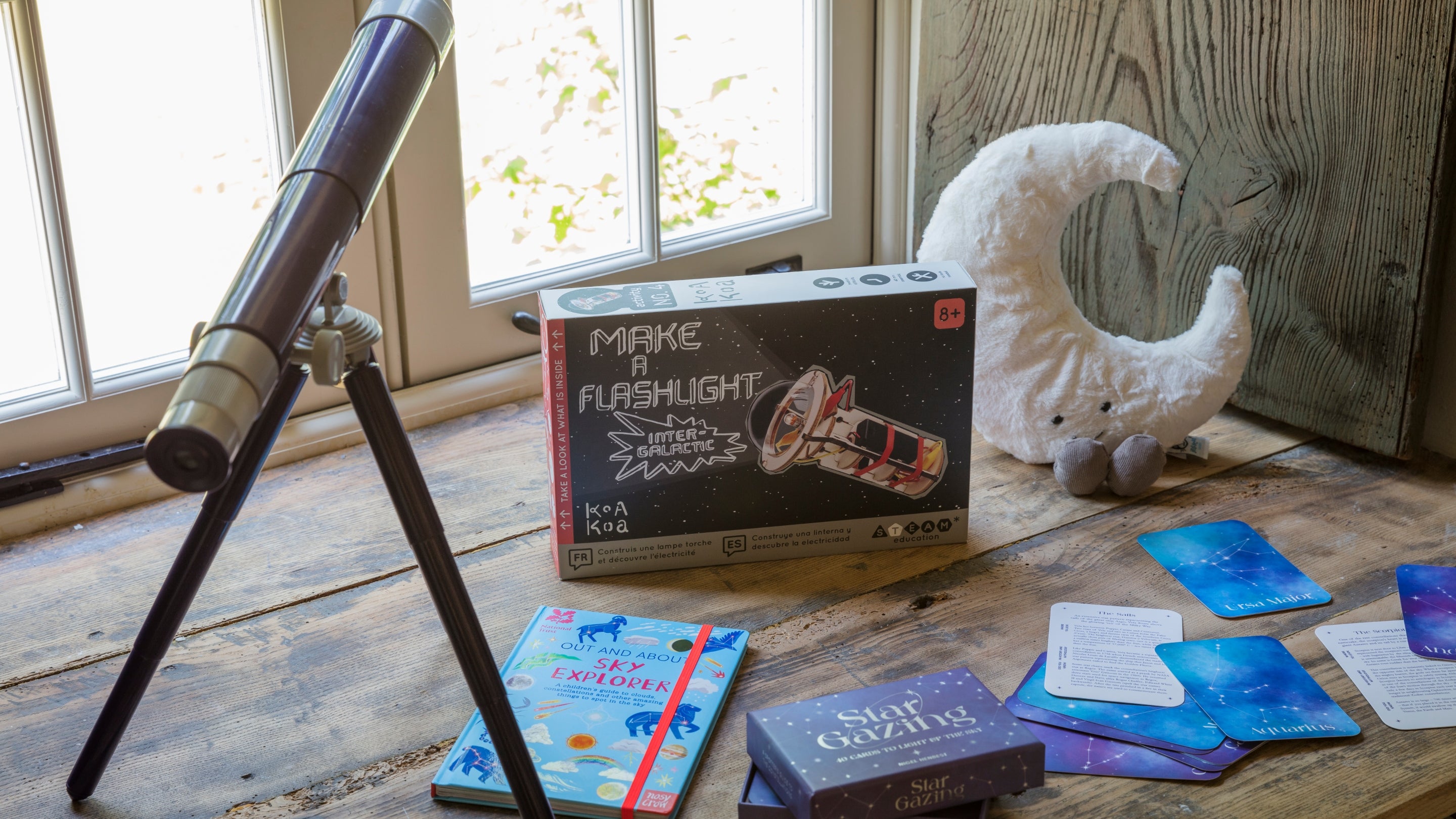 A selection of space-themed toys for children