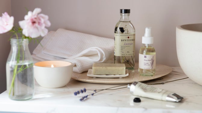 Lavender bath set and pillow spray, part of the 2026 spring/summer collection