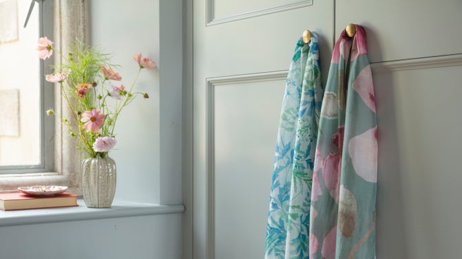 A selection of silk scarves, part of the 2026 spring/summer collection