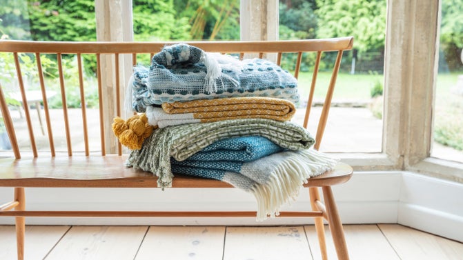 A selection of throws and blankets, part of the 2026 spring/summer collection