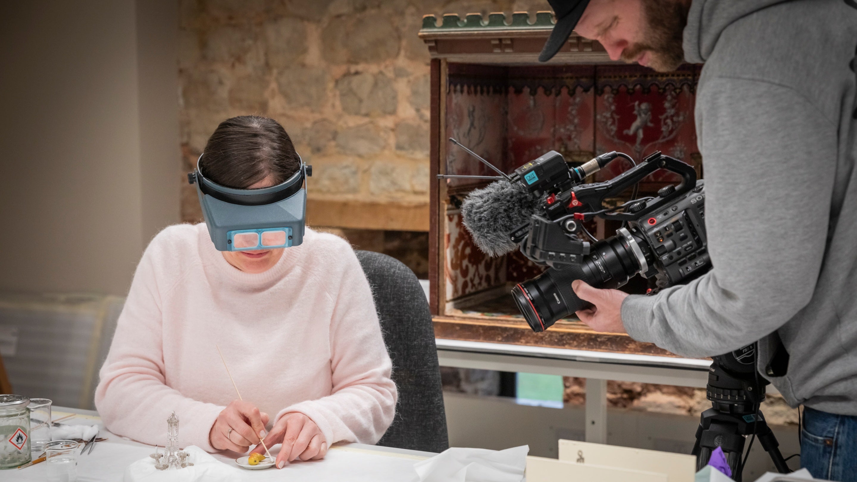 Conservation work on Beatrix Potter's dolls' house being filmed for the Hidden Treasures of the National Trust Series 3