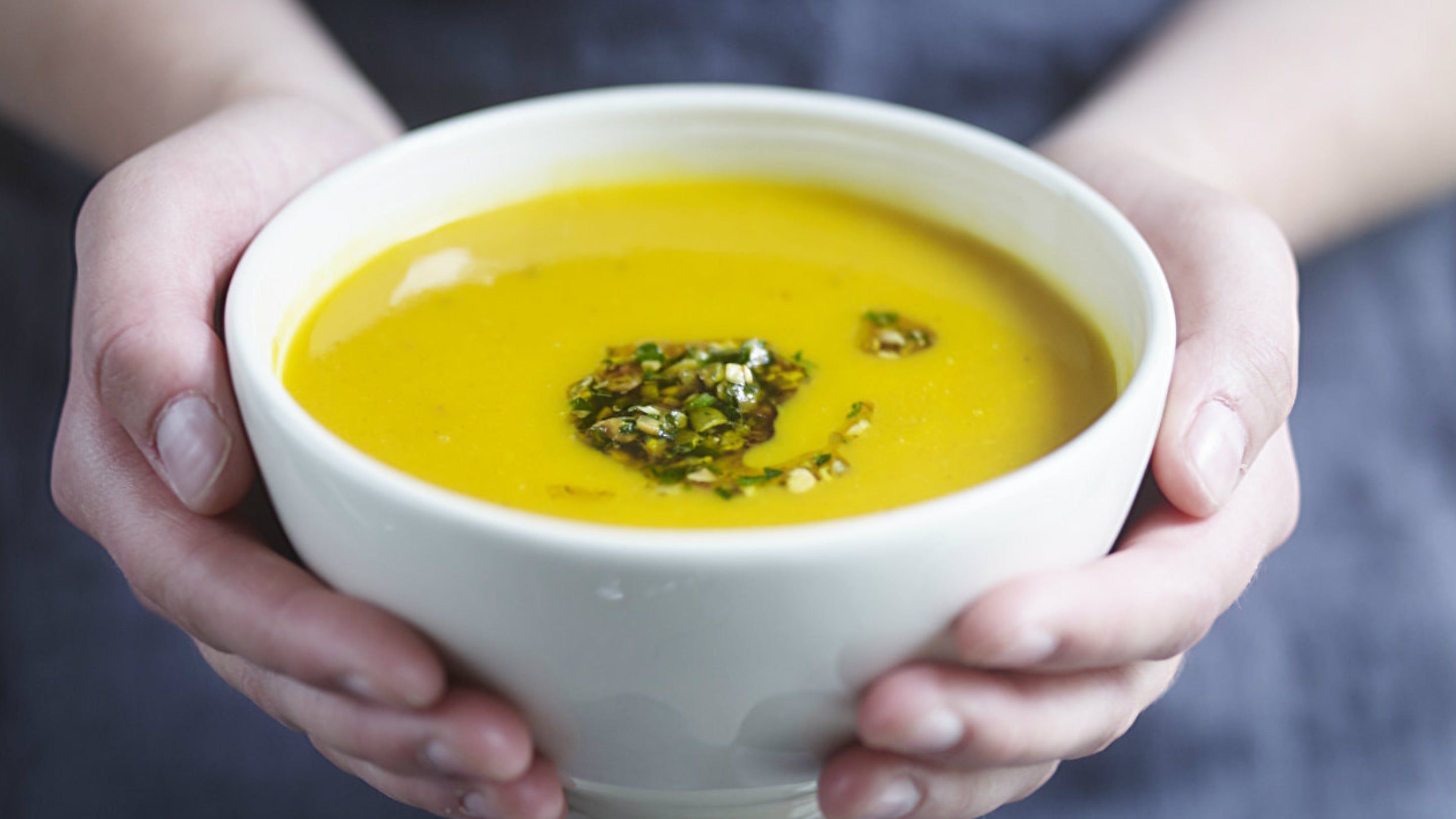 Squash soup with seed gremolata