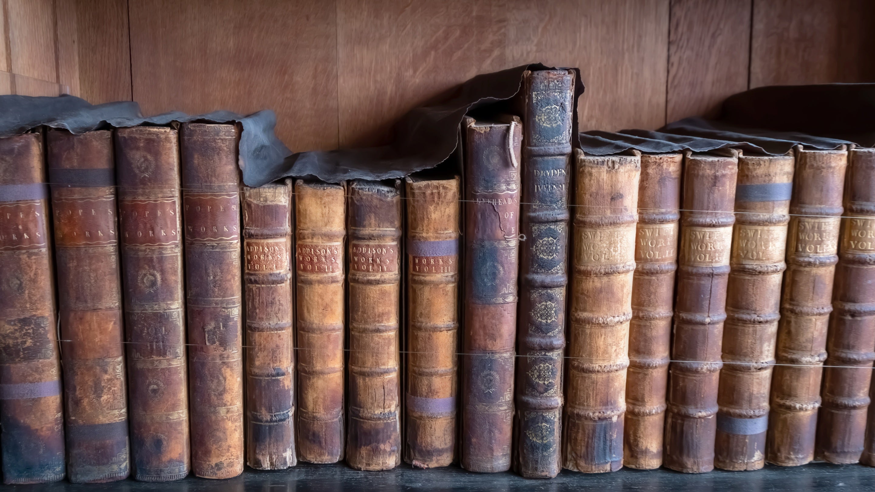 Antique books in the library at Felbrigg Hall, Gardens and Estate, Norfolk