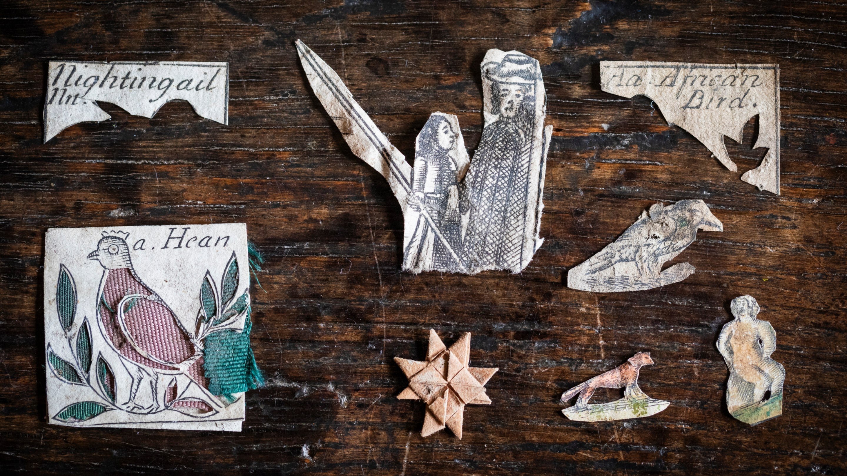 Paper cuttings from the 17th century, found at Sutton House in London