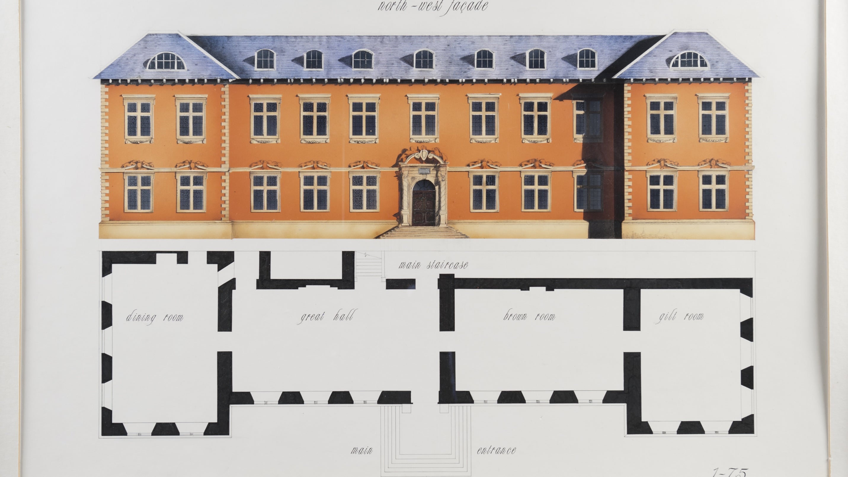 A plan in the Servants Hall of Tredegar House, Newport, South Wales