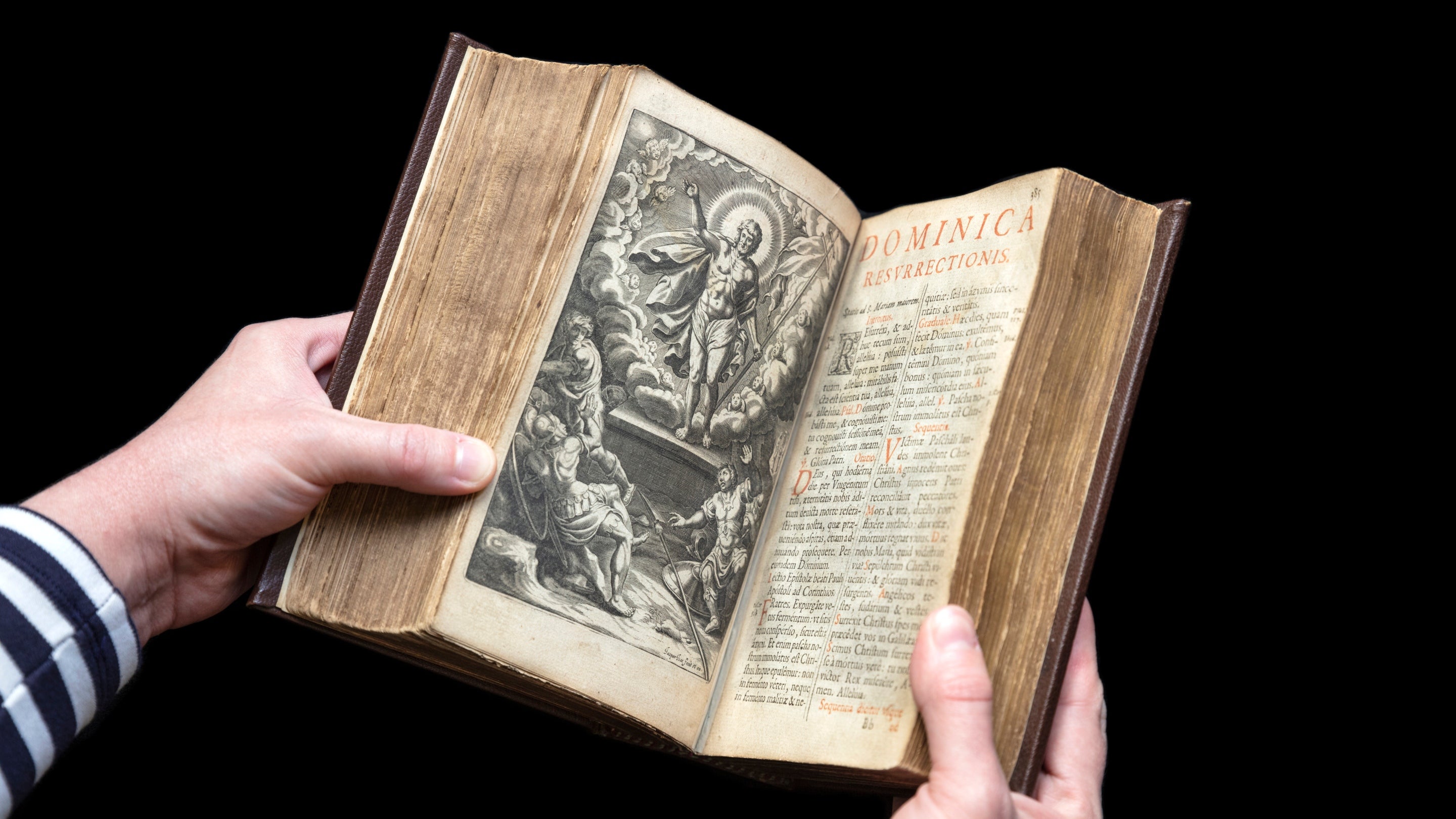 The Huddleston Missal prayerbook, now on display at Moseley Old Hall, Staffordshire