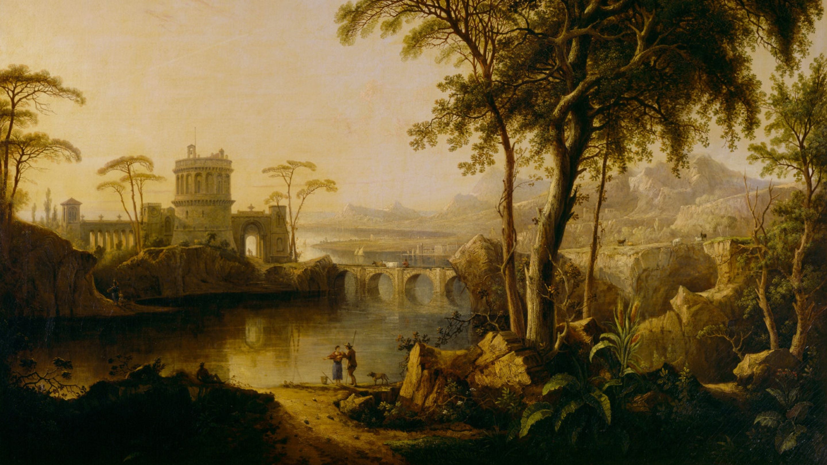 SUNRISE, (1842) a painting by Sebastian Pether (c1790-1844) in the Dining Parlour at The Vyne, Basingstoke, Hampshire