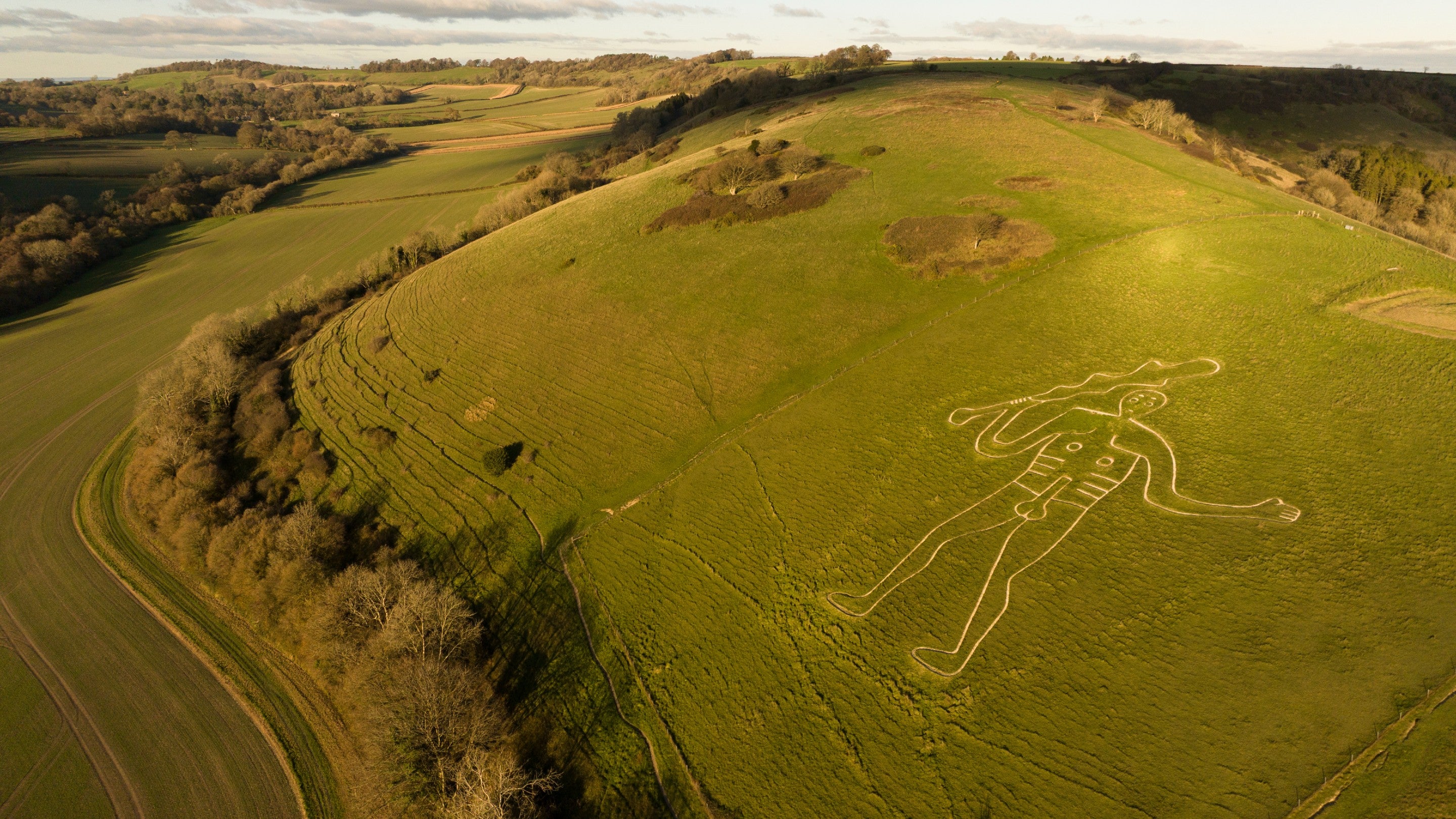 The Cerne Abbas Giant seen in the wider landscape