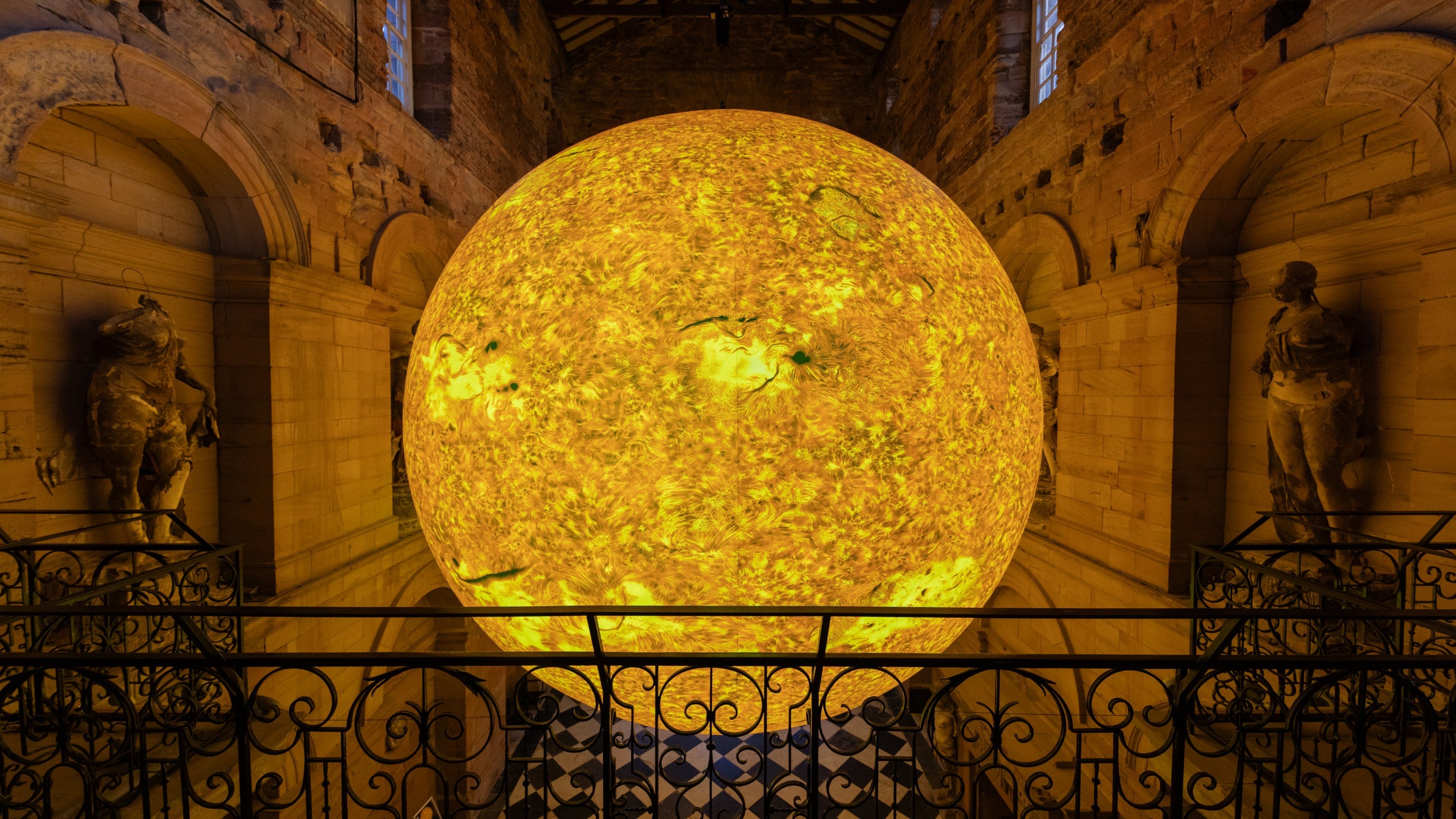 Helios art sculpture displayed at Seaton Delaval Hall, Northumberland