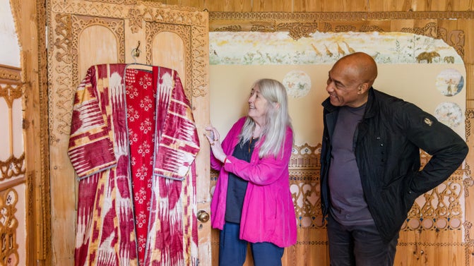 Historian Mary Beard and V&A East Director, Gus Casely-Hayford, at 575 Wansworth Road, London.