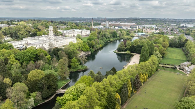 'Highfields Park from the air in Nottingham