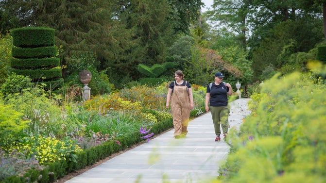 Visitors exploring the garden at Cliveden, Buckinghamshire
