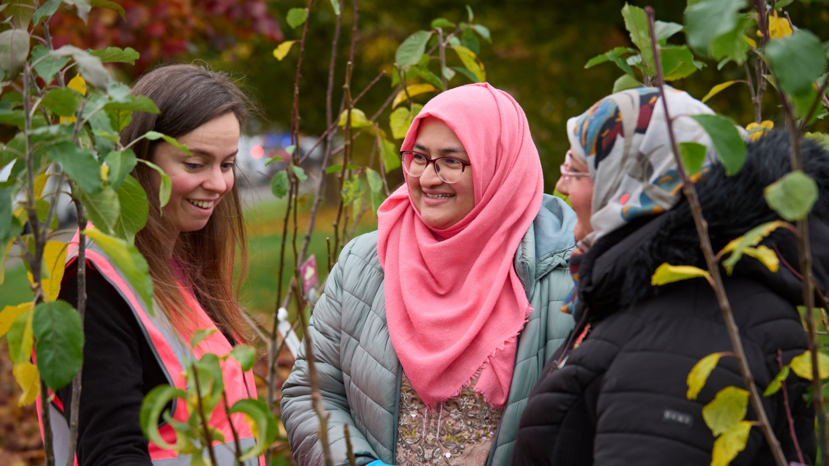 Community blossom planting at Spark Green Park in Birmingham, West Midlands