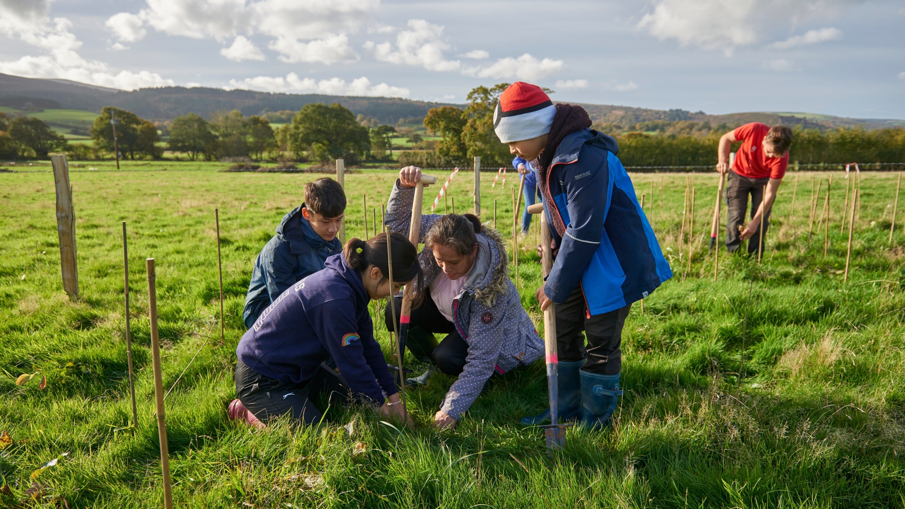 Community tree planting day on the Holnicote Estate, Exmoor, Somerset