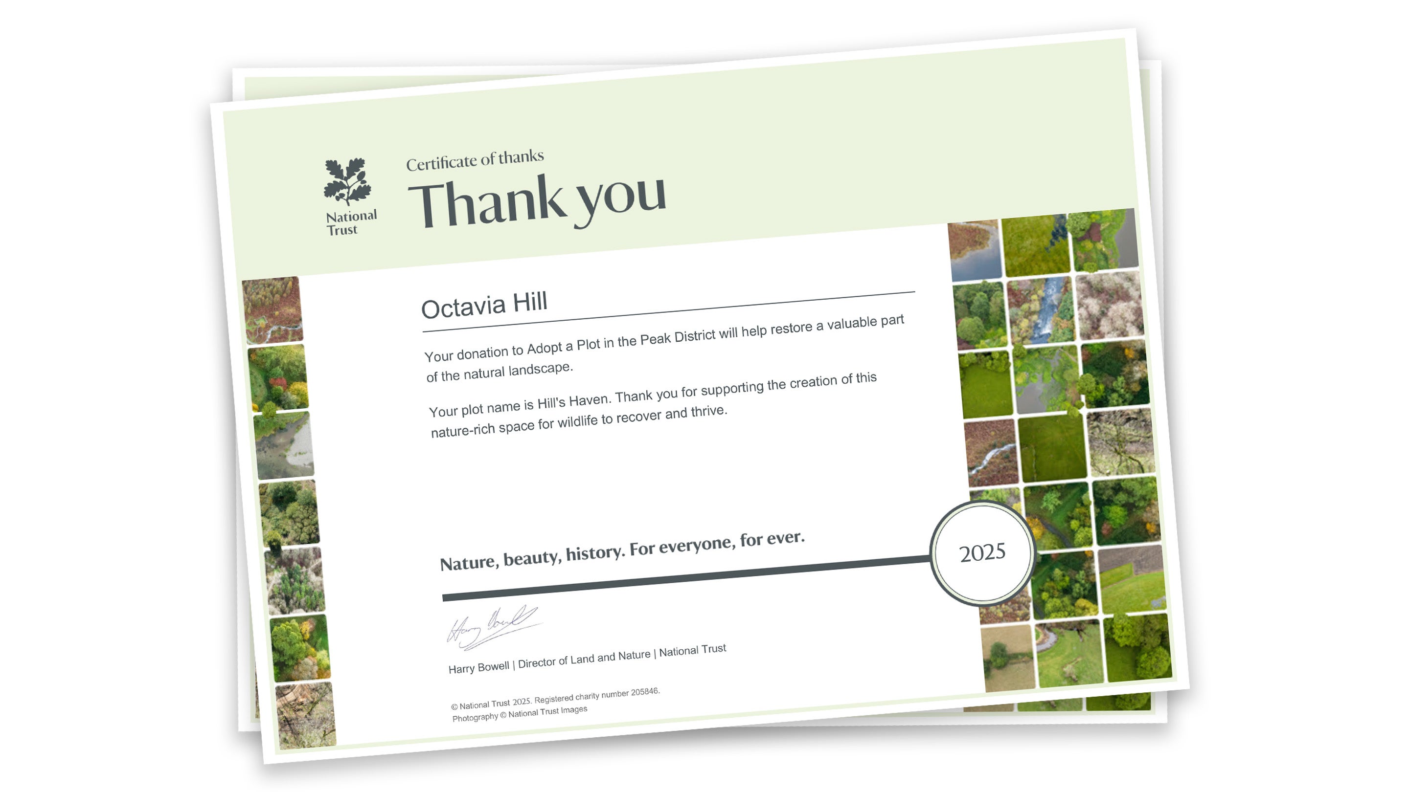 Adopt a Plot certificate