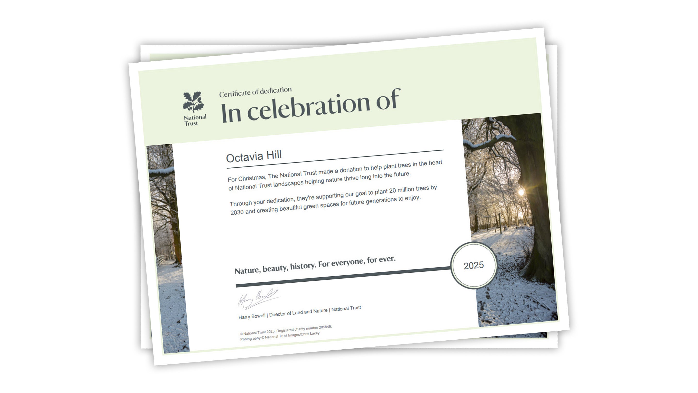 A Plant a Tree digital certificate