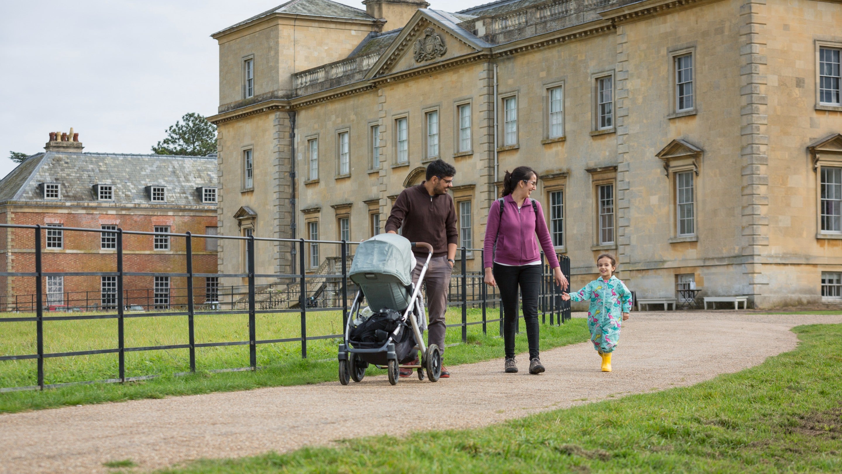 A family walking in the grounds at Croome, Worcestershire