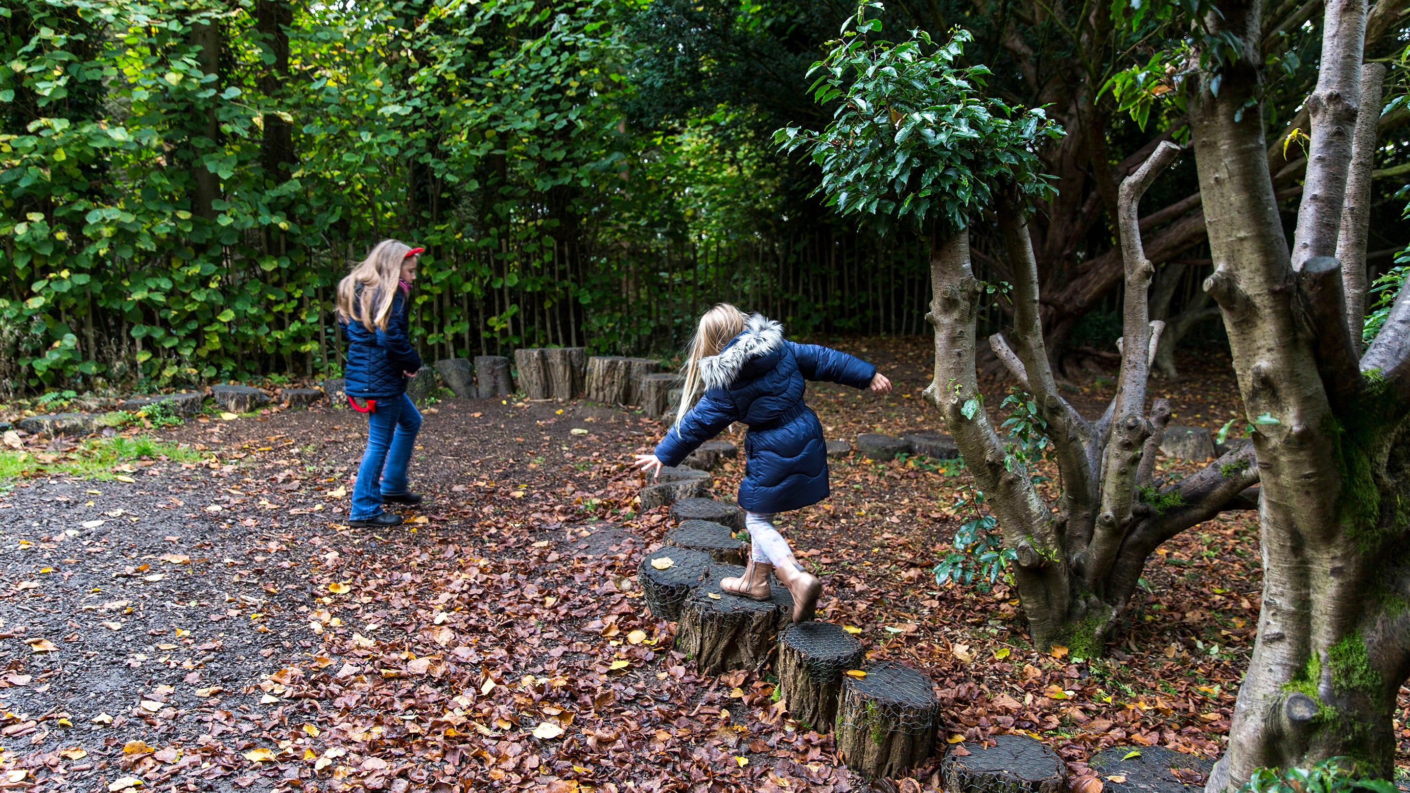 Children playing in the play area at Nunnington Hall, North Yorkshire