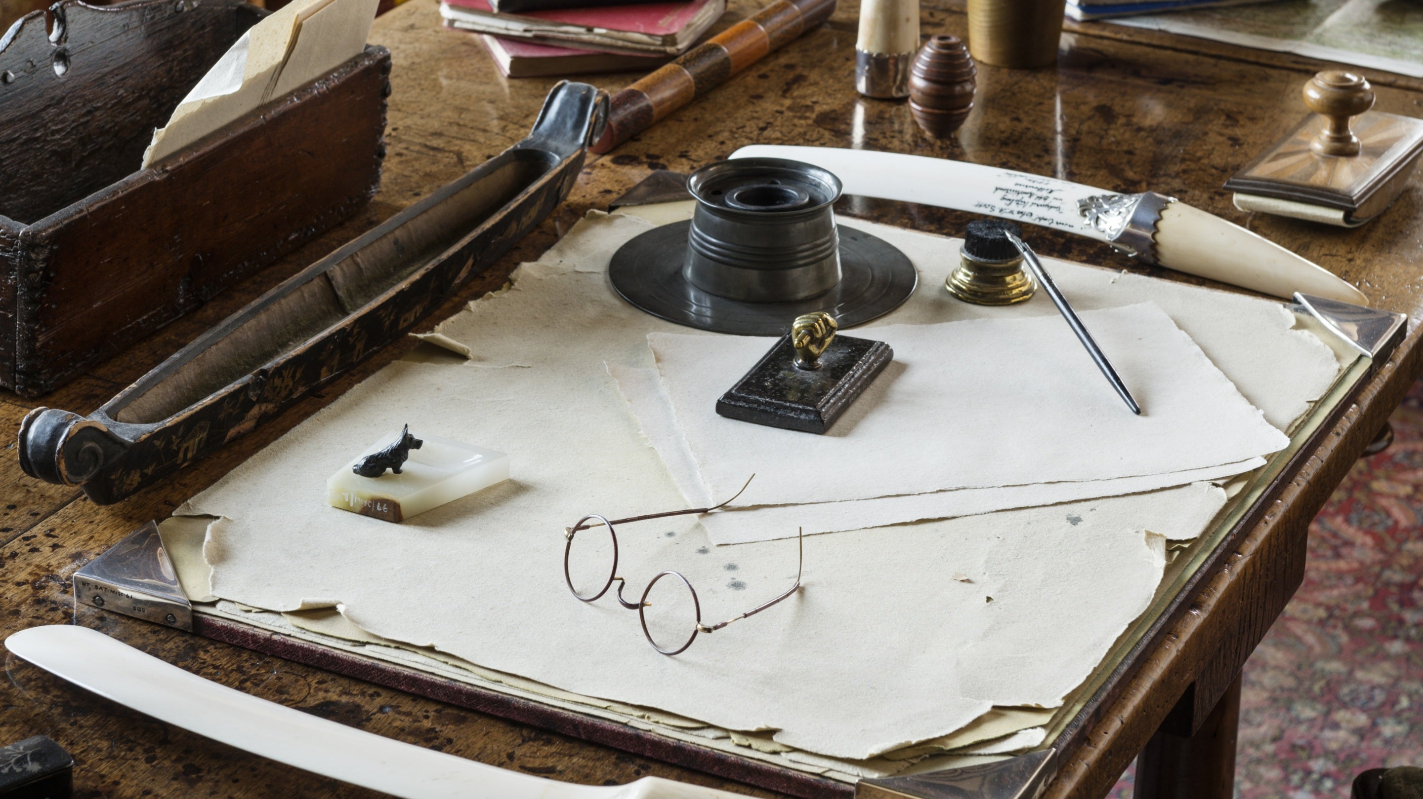 Rudyard Kipling's writing desk in the study at Bateman's, East Sussex